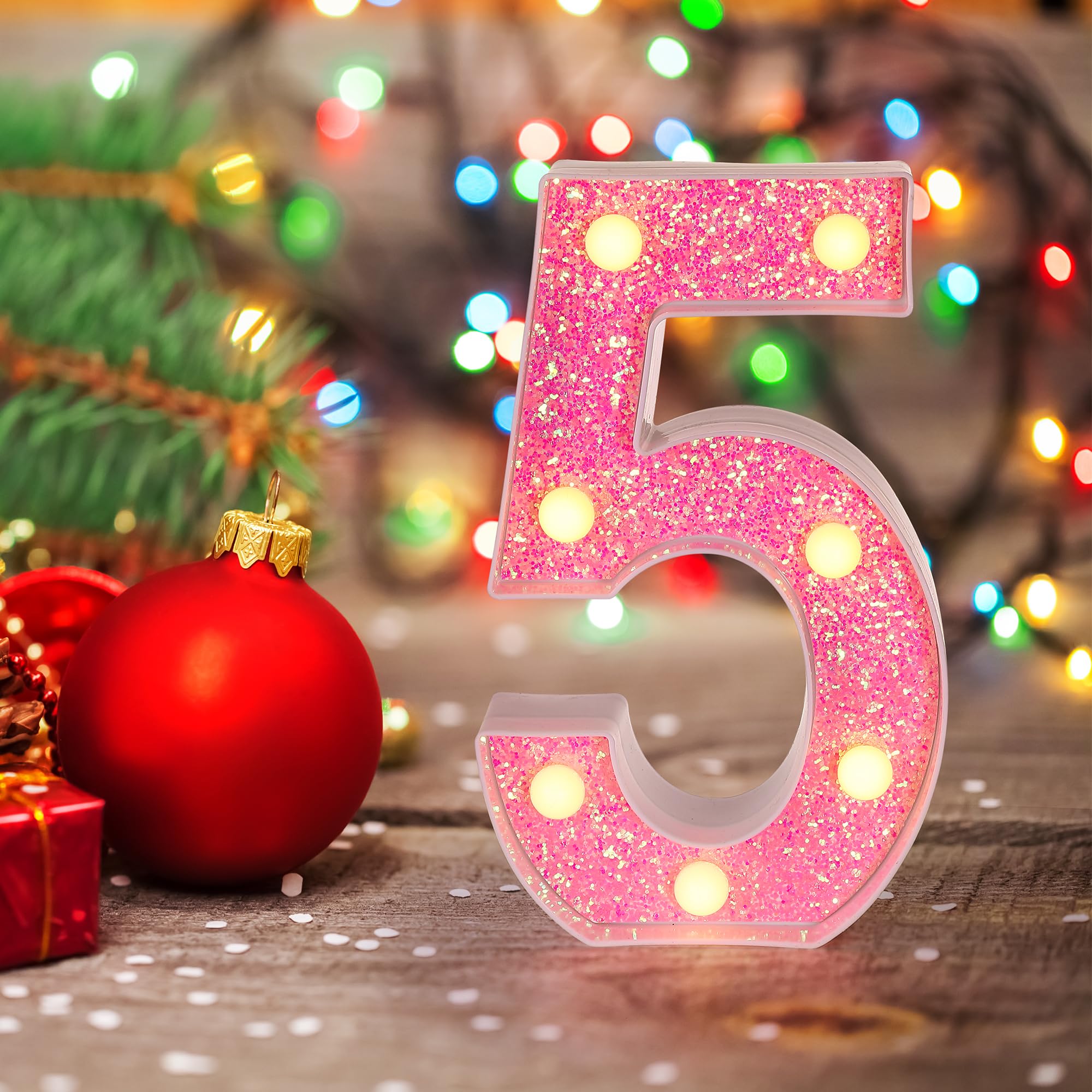 Foaky Pink Light up Letters,Pink Party Decorations,Girls Room Decor,Glitter Marquee Numbers,Alphabet Letter Sign for Night Light