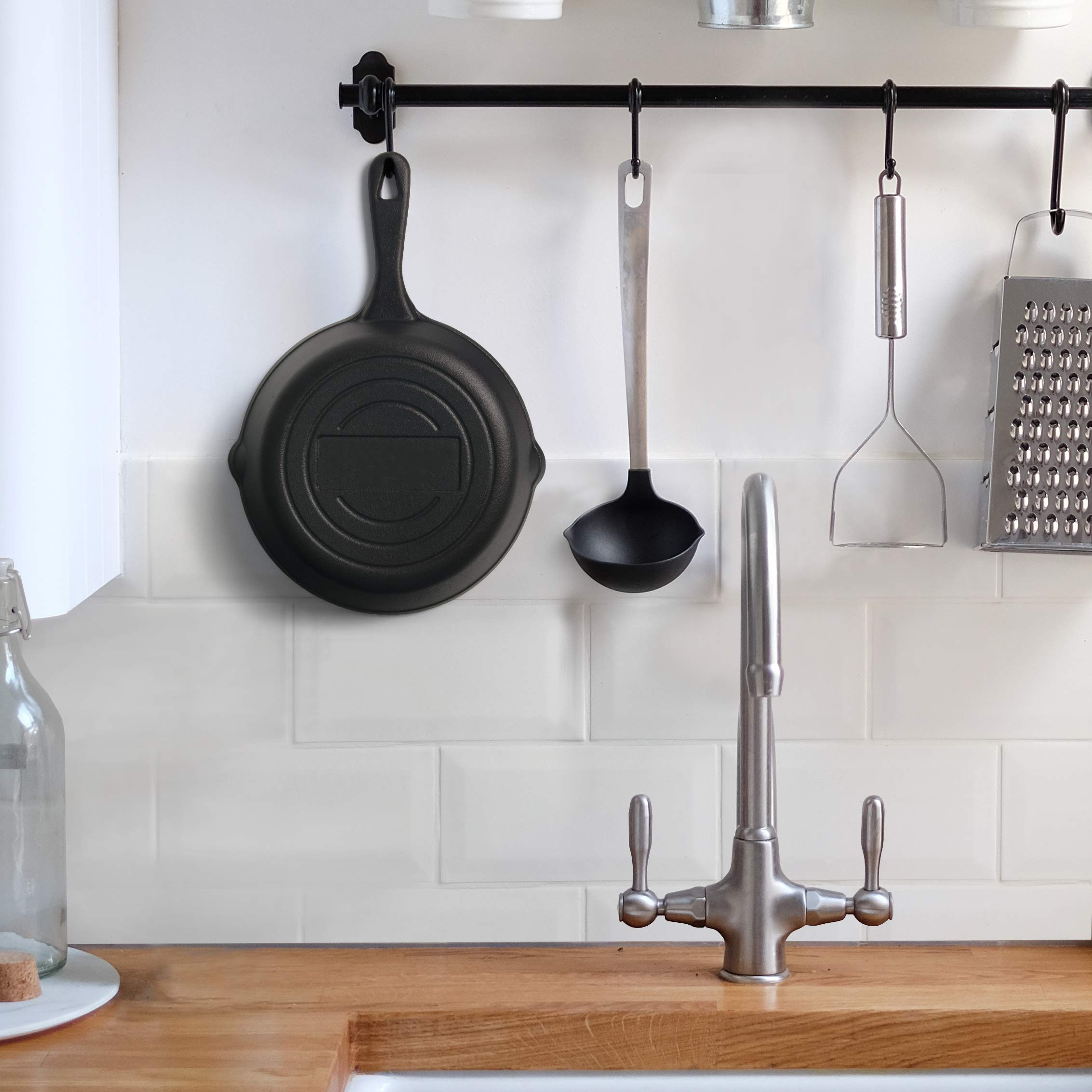 Commercial Chef Pre-Seasoned Cast Iron Skillet With Removable Silicone Handle, 8-Inch Cast Iron Panst Iron Pan