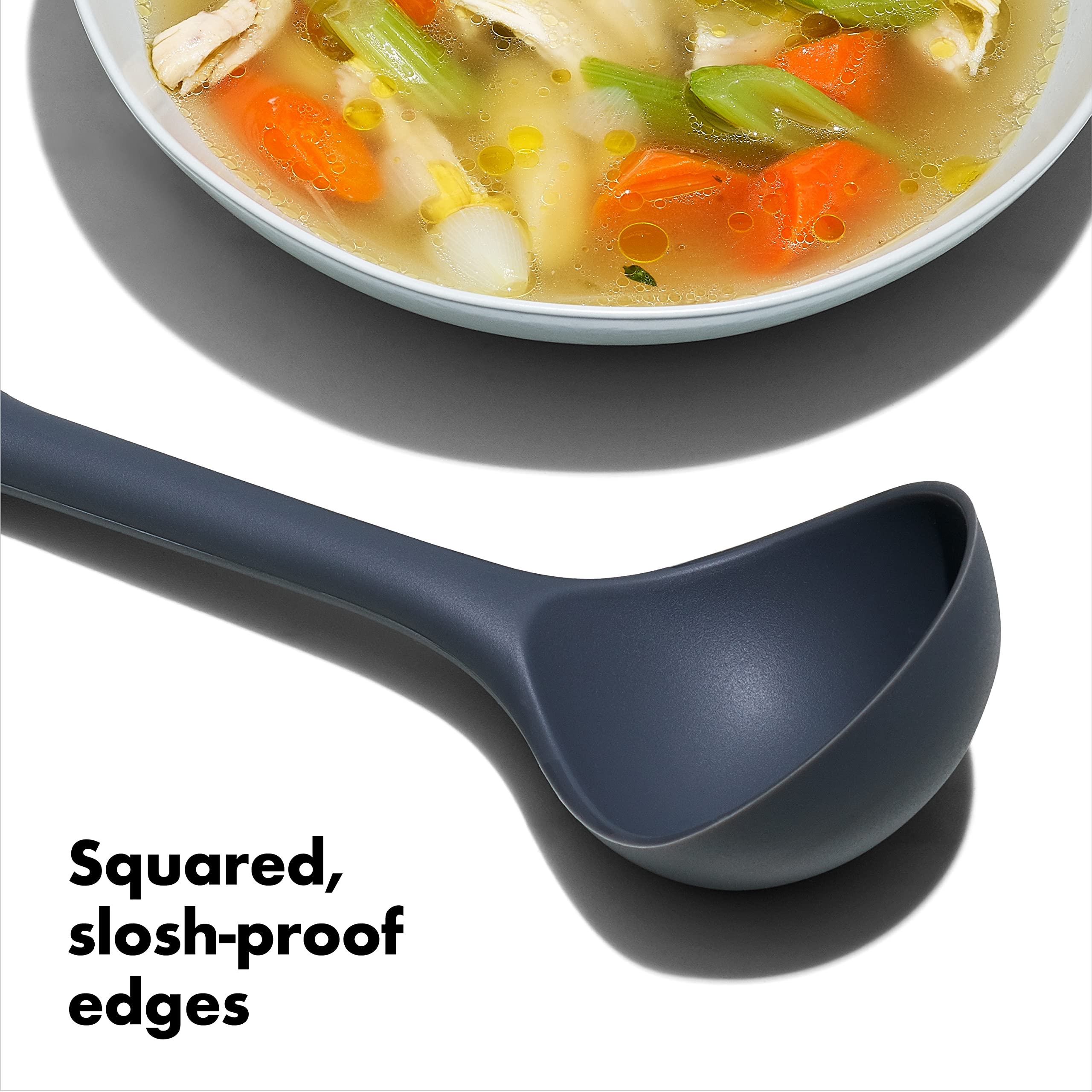 OXO Good Grips Silicone Ladle - One Size, Peppercorn Color, Model 11282200, Durable Kitchen Utensil