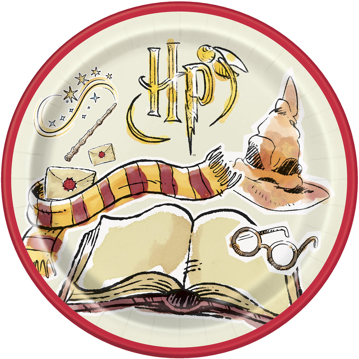 Harry Potter Round Dinner Plates - 9'' | Magical Multicolor Design, Perfect Party Supplies For Birthday Celebrations & Themed Ev