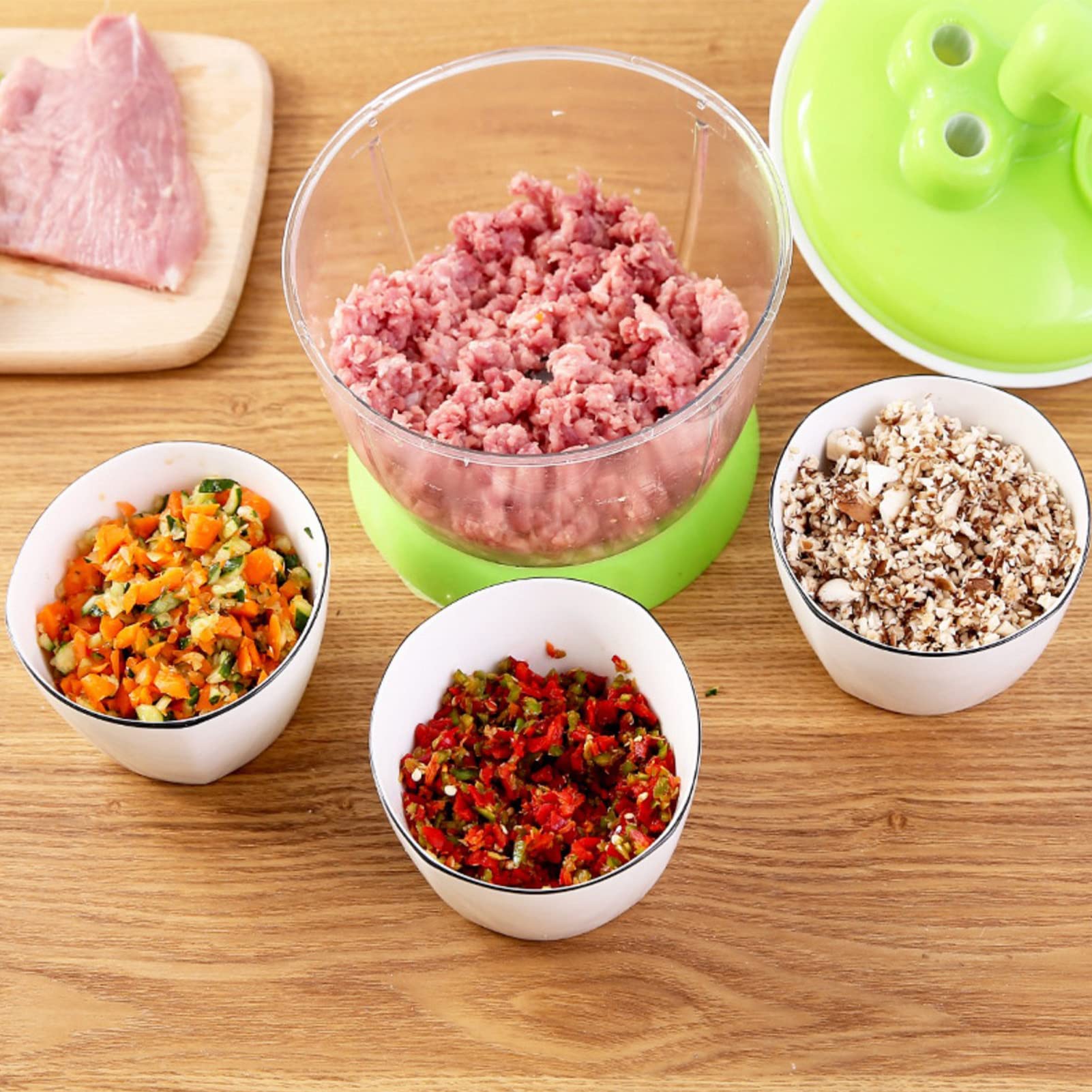 Manual Food Processor Vegetable Chopper, Ourokhome Portable Hand Shake Garlic Mincer Onion Cutter For Veggies Ginger Fruits Nuts