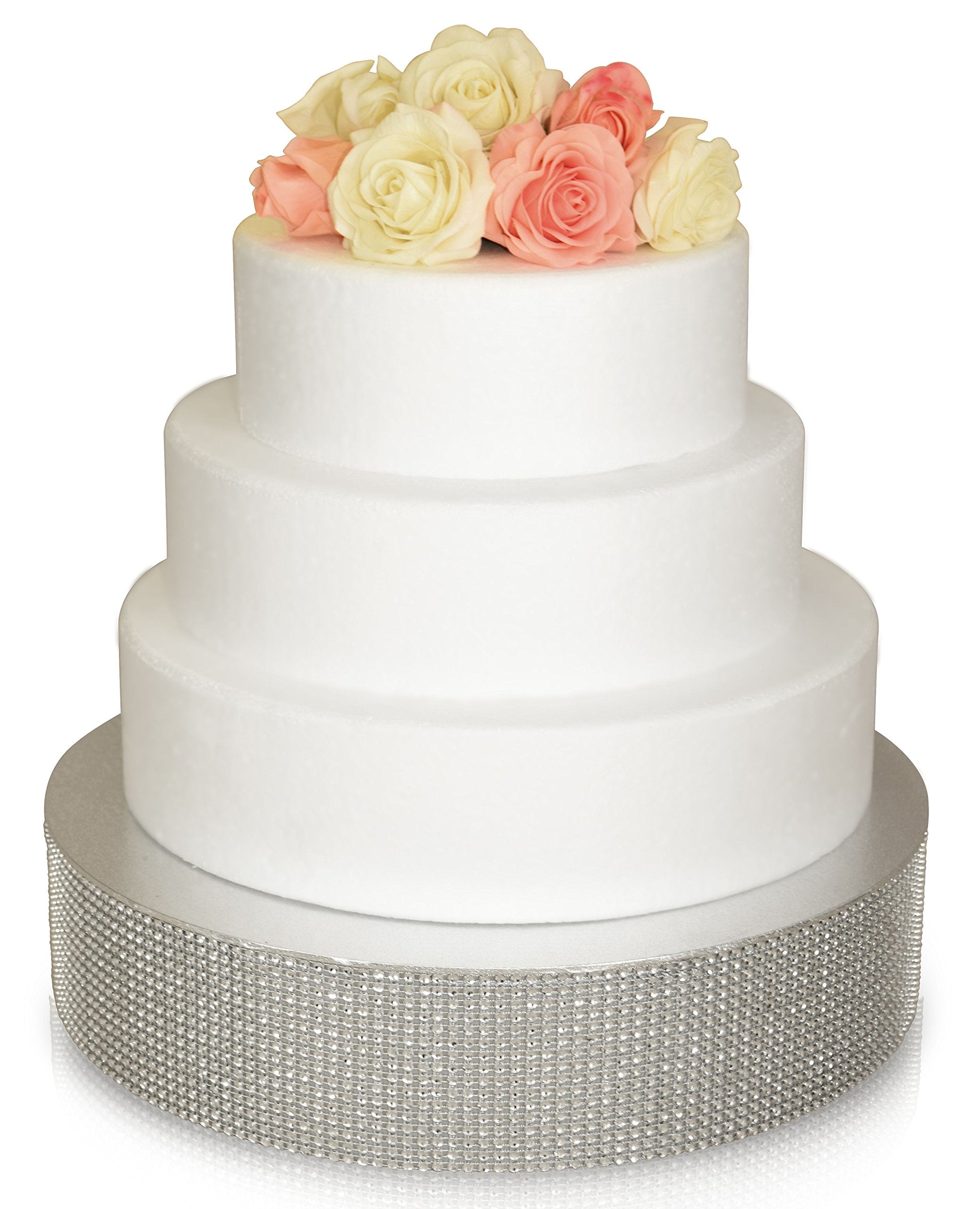 Occasions Bling Wedding Cake Stand (Holds 150 Lbs) Cupcake Base, Decorative Centerpiece For Parties (12'' Round, Silver)