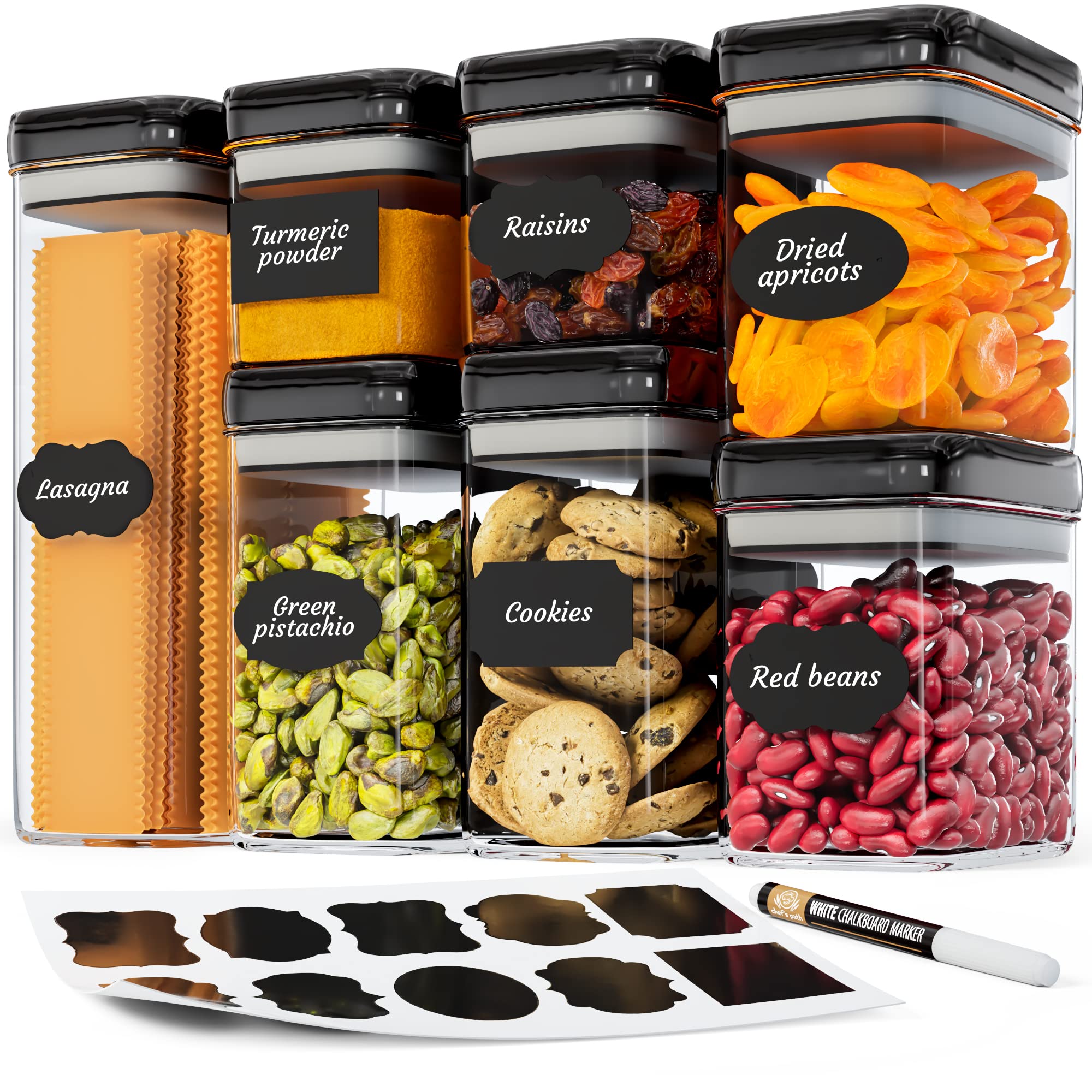 Chef'S Path Airtight Food Storage Containers Set For Home Organization - 7 Piece Largest Flip Lock Set W/More Capacity - Bpa Fre