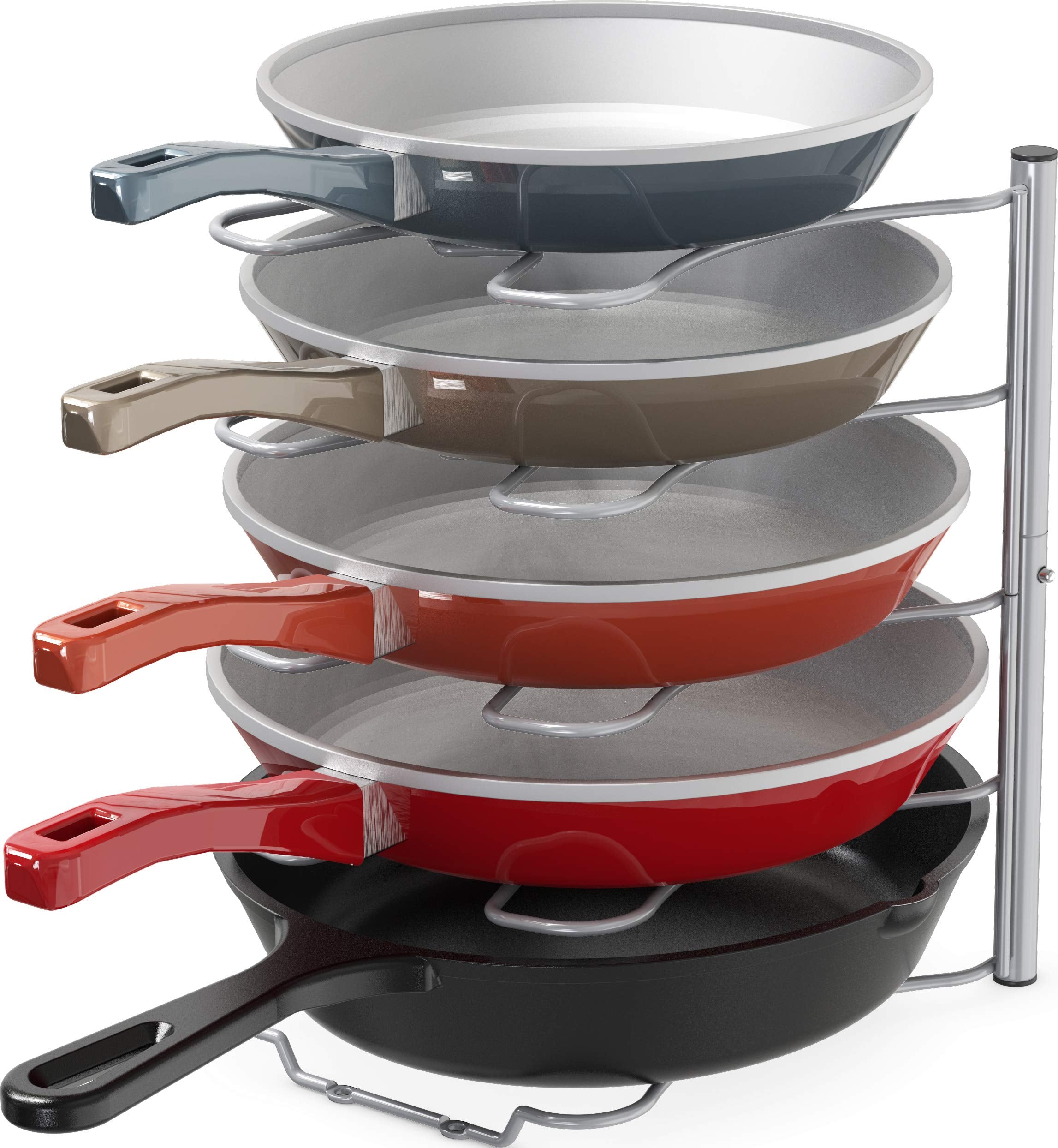 Deco Brothers Pan Organizer Rack For Kitchen Cabinet And Counter, Silver