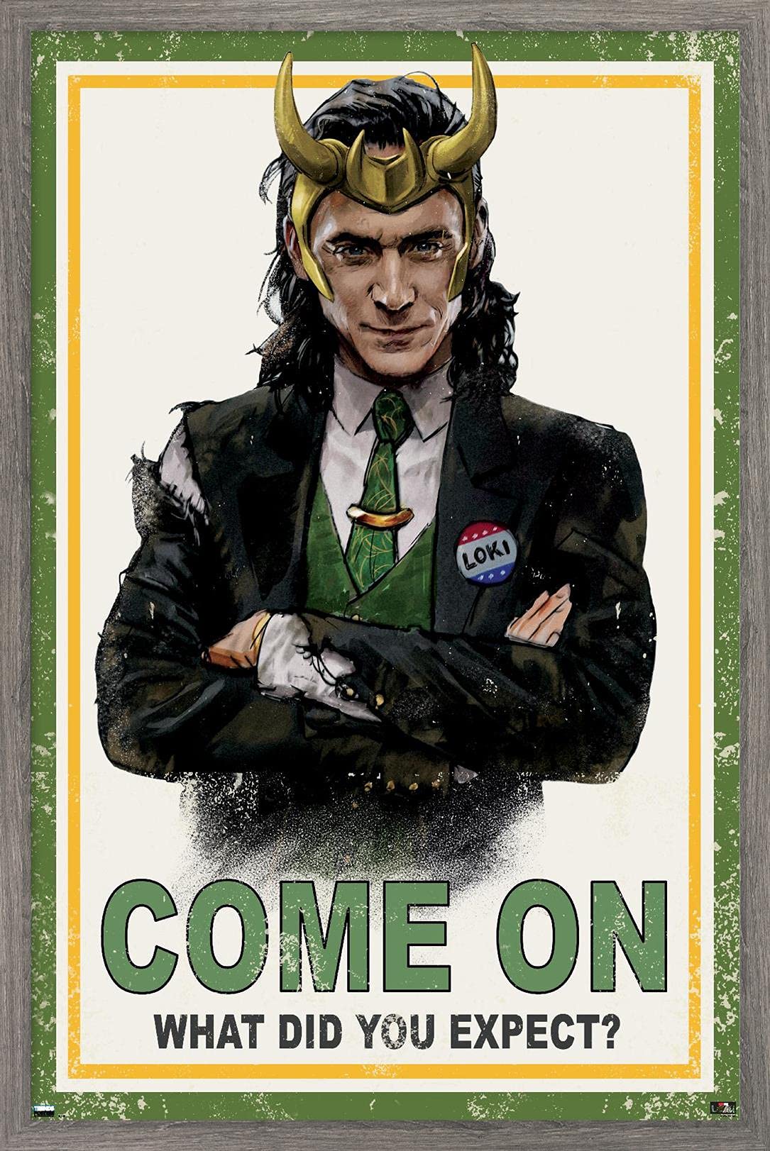 Trends International Marvel Loki-What Did You Expect Wall Poster, 22.375'' X 34'', Barnwood Framed Version