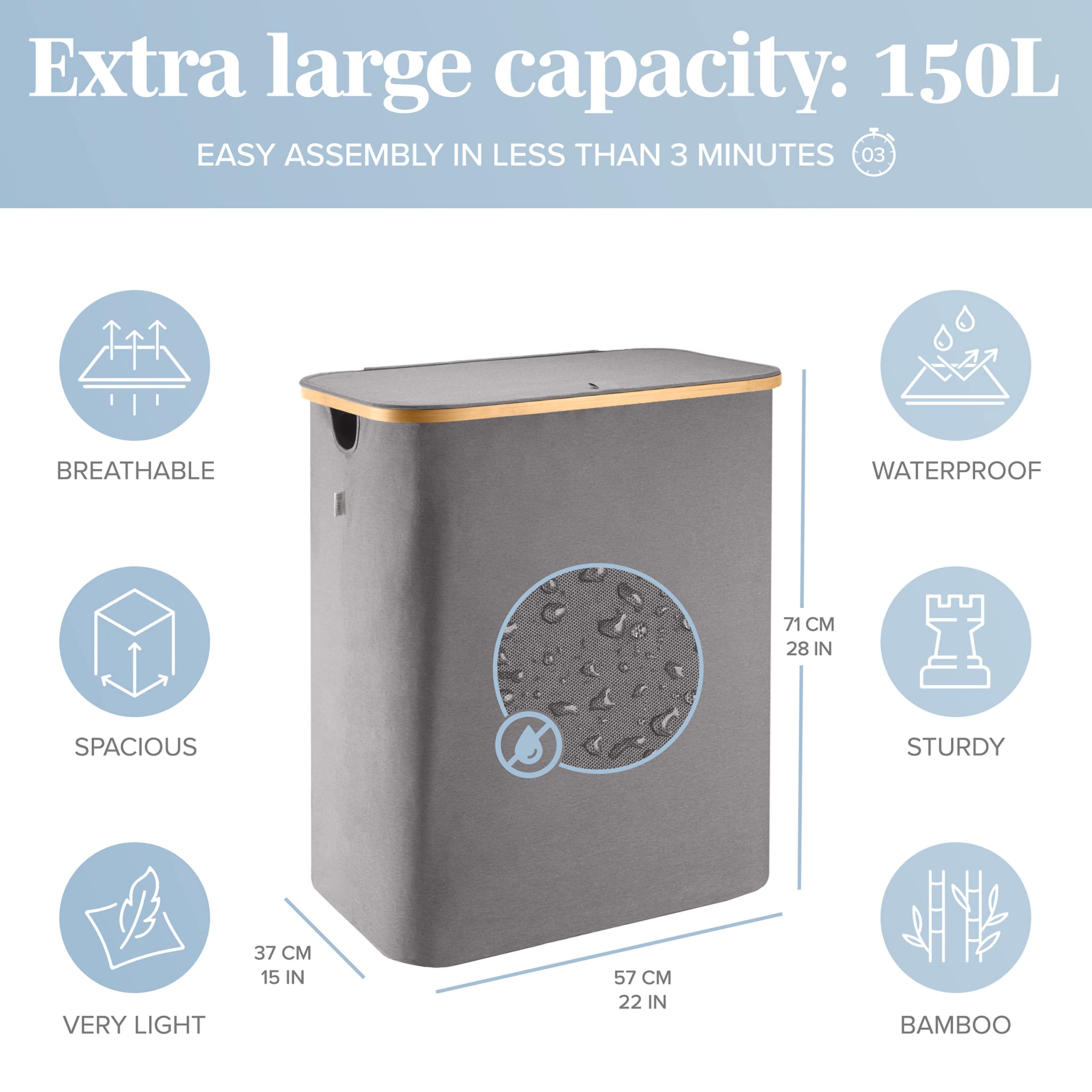 Lonbet - gray Double Laundry Hamper with Lid  2 Sections and Removable Bags  Hamper for Laundry 2 compartment to Simplify Laundry Day for Busy Moms  396 gallons (3-5 Loads in a Washing Machine)