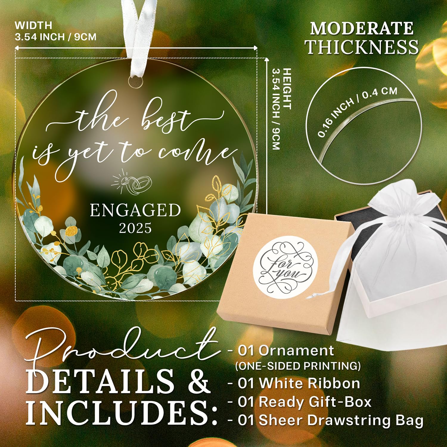 HEXMOZ Engagement Gifts for Couples - Engagement Gift for Newly Engaged Couples, Women, Fiance, Her - Bride to Be Gifts, First C
