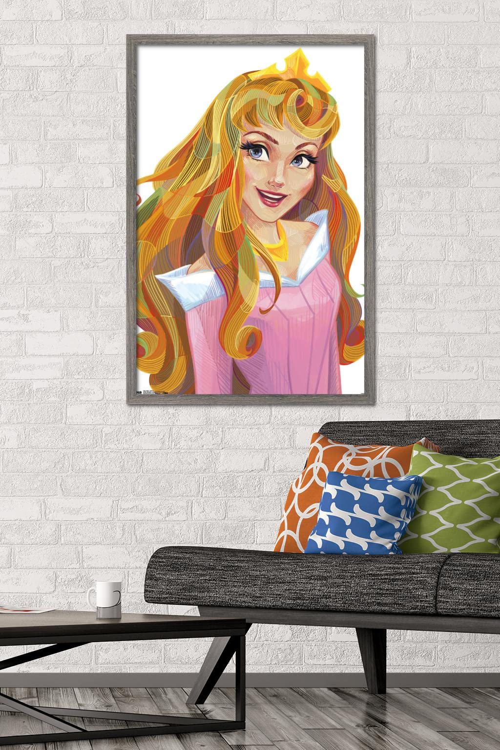 Trends International Disney Sleeping Beauty - Aurora - Stylized Wall Poster, 22.375'' X 34'', Barnwood Framed Version