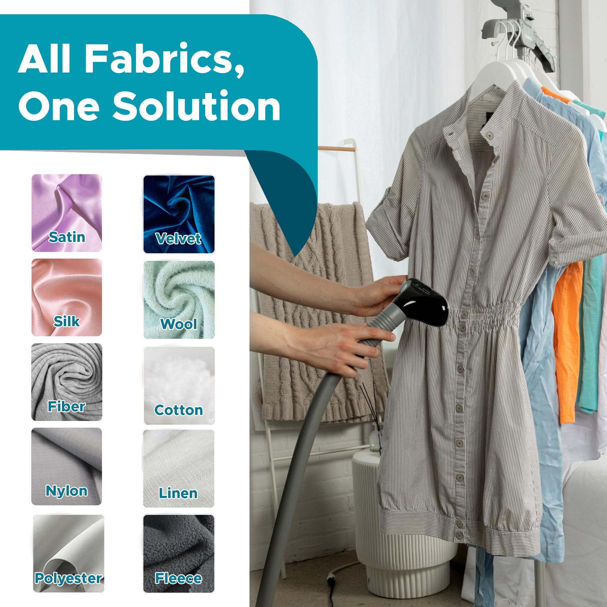Steam & Go - The Rival Handheld Steamer - Upright Fabric Steamer for Clothes, Garments, Curtains, Bedding & Upholstery - Quick-H