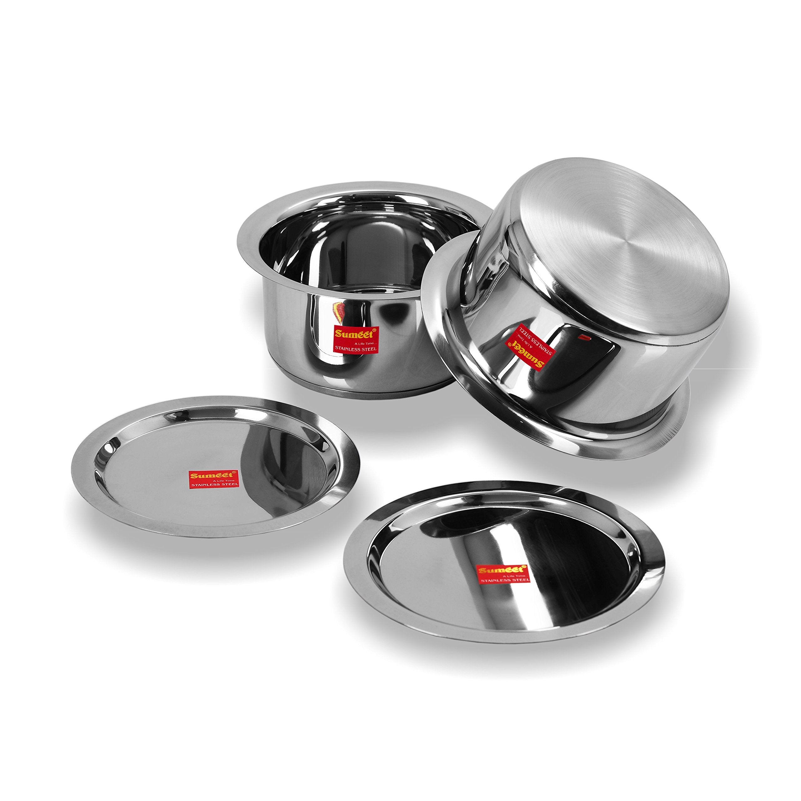 Sumeet 2 Pcs Stainless Steel Induction Bottom (Encapsulated Bottom) Induction & Gas Stove Friendly Container Set/Tope/Cookware S