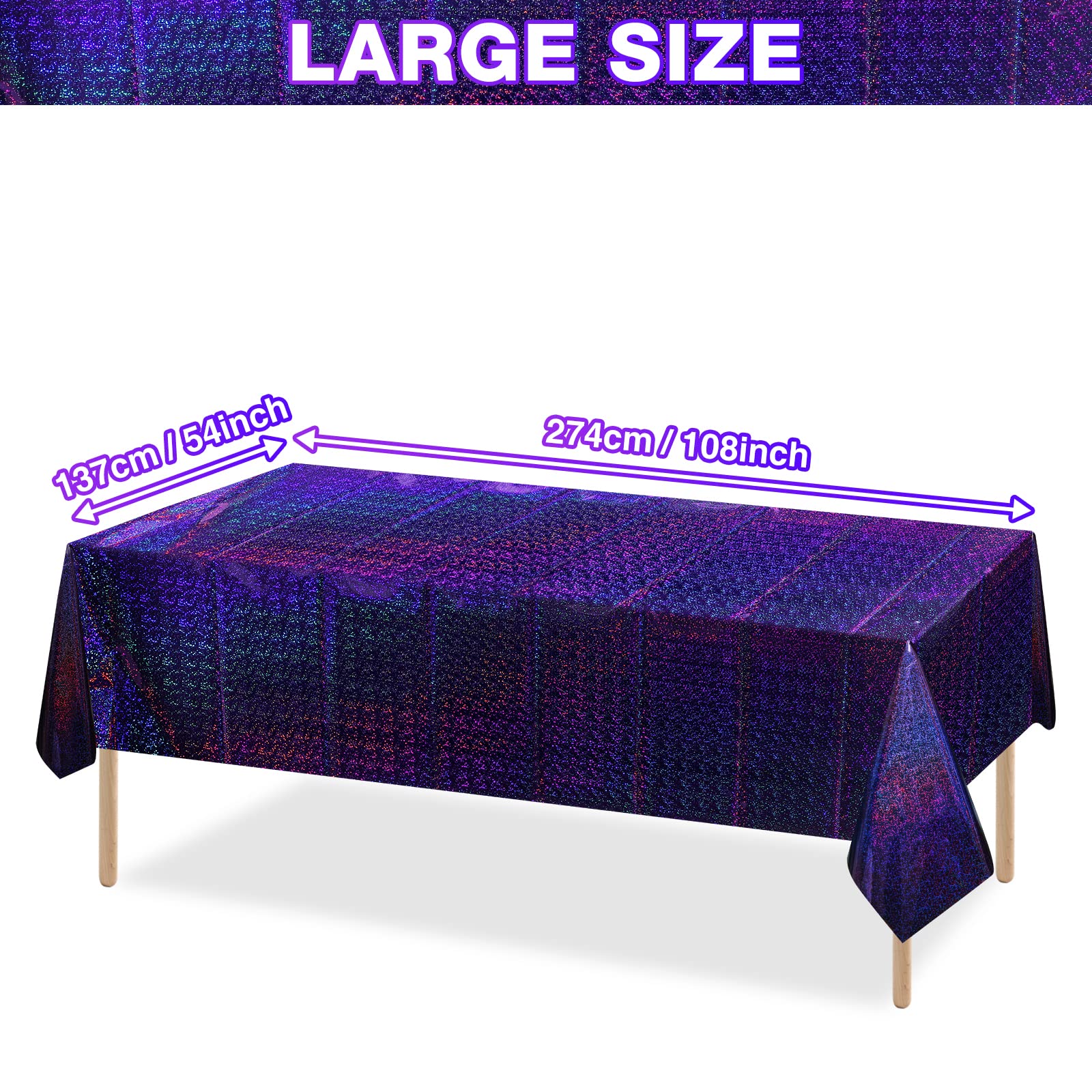 8 Pack Iridescence Plastic Tablecloths Shiny Disposable Laser Rectangle Table Covers Holographic Foil Tablecloth Iridescent Part