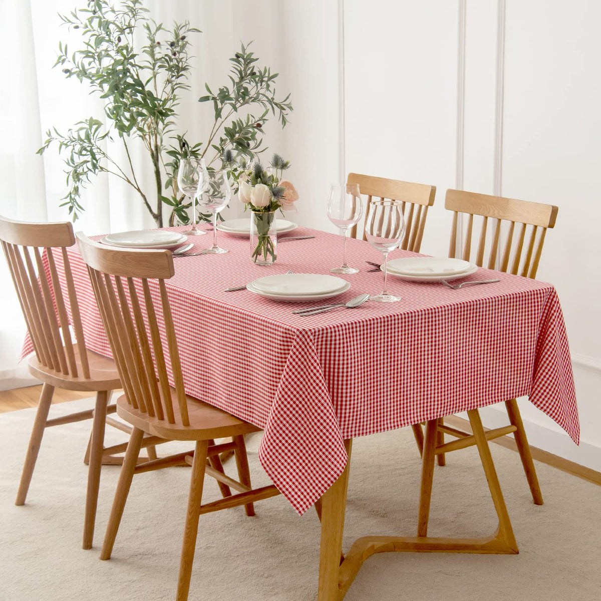 Maxmill Checkered Tablecloth Stain Resistant Wrinkle Resistant Spillproof Washable Heavy Weight Table Cloth Gingham For Dining,