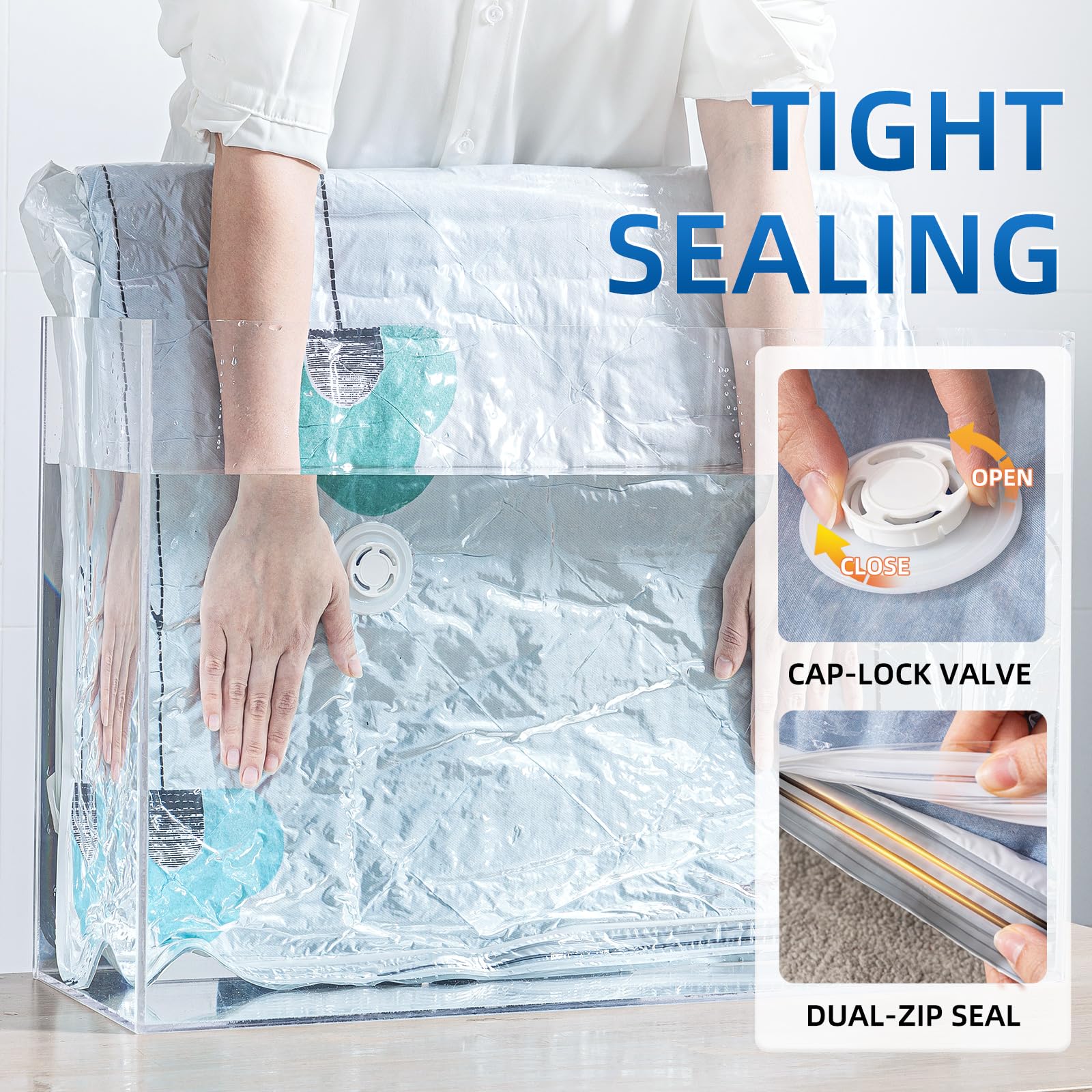 TAILI 8 Pack Vacuum Storage Bags for Comforter and Blankets  Jumbo Vacuum Seal Bags for Bedding 40x31 Inch  Space Saver Bags for Clothes  Pillows  Saving More Closet Space