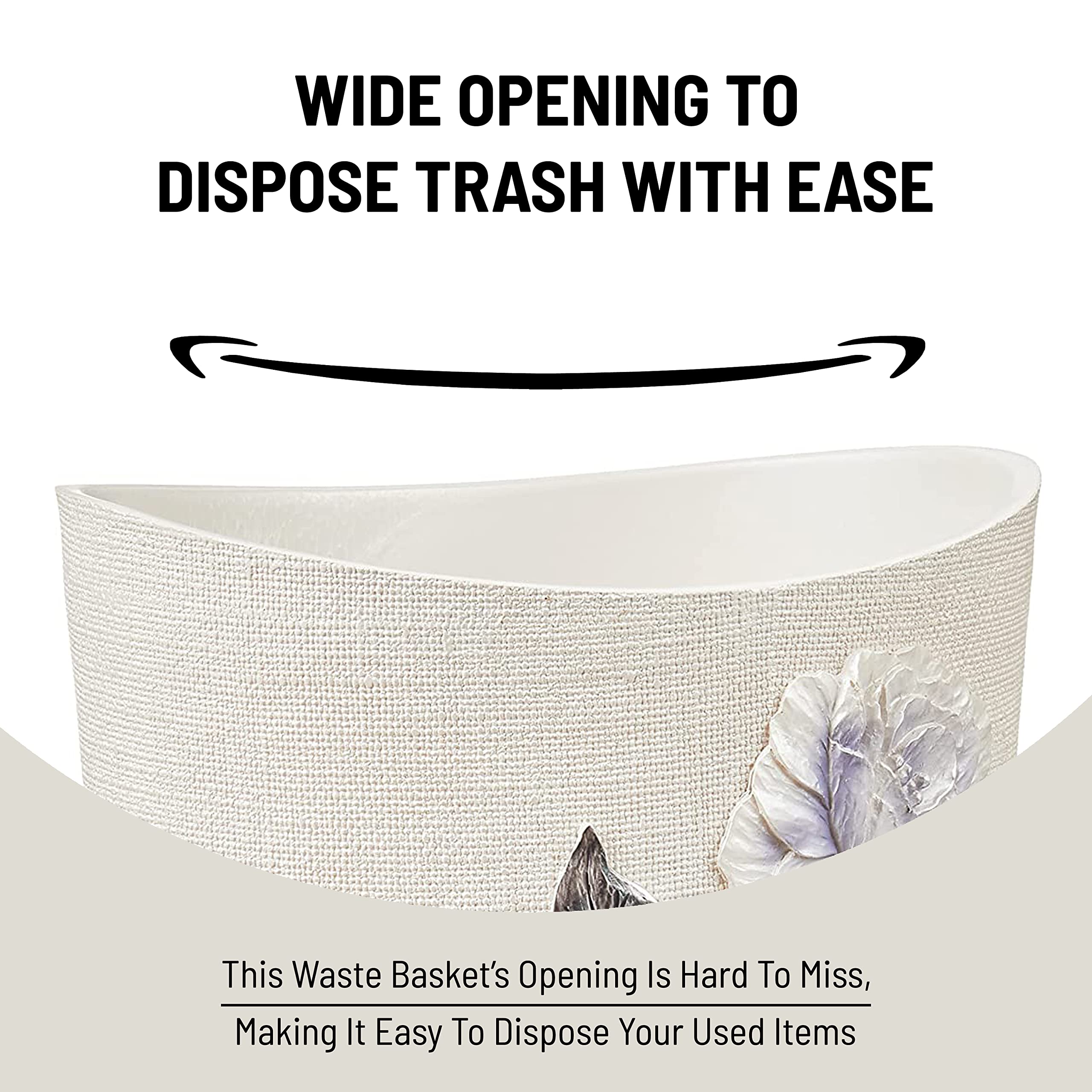 Zahari Home 2pc Michelle Bathroom Set Waste Basket & Tissue Cover Modern Classic Decor Stylish Unique Design Beautiful Floral Bathroom Accessories Set