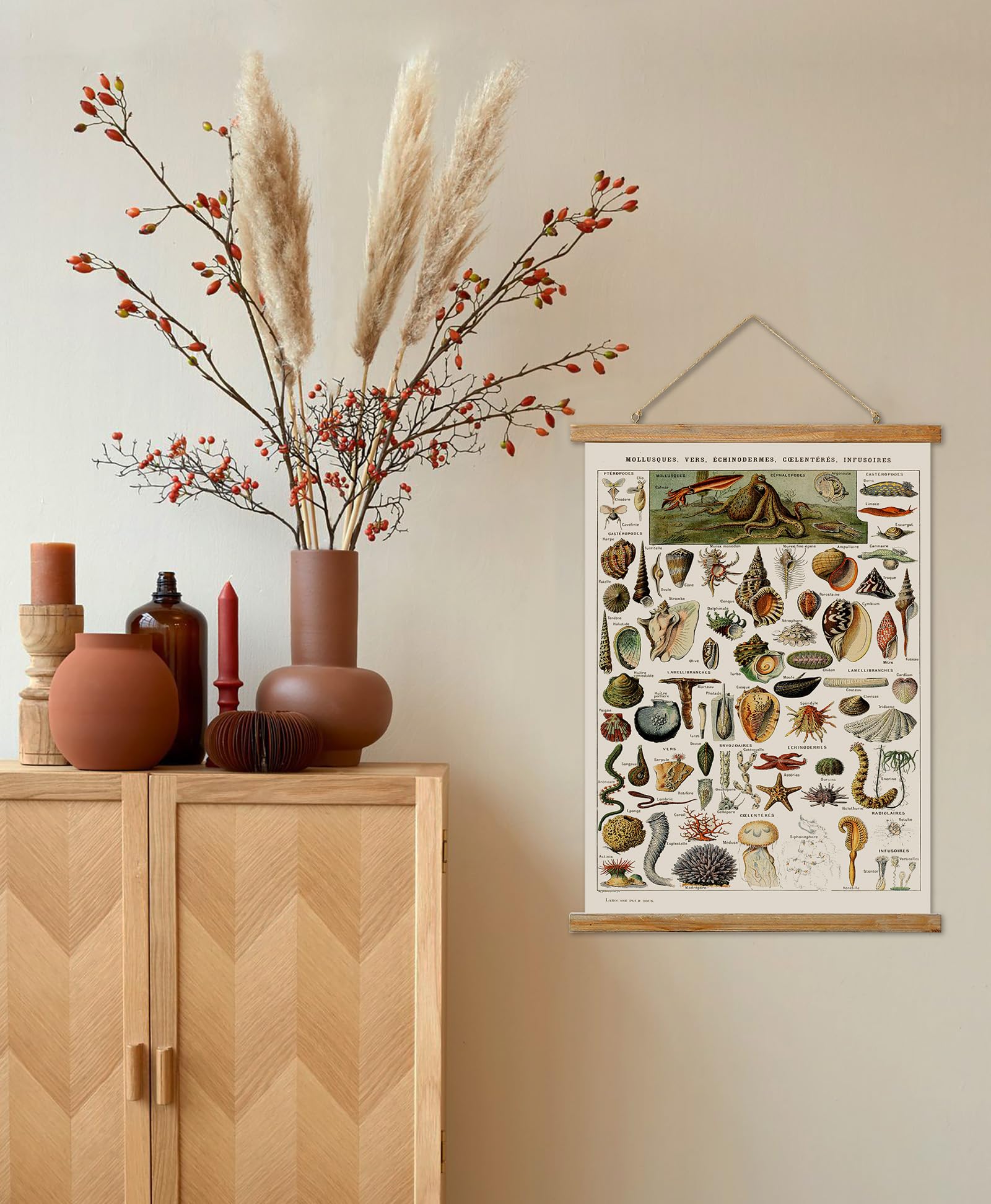 Ovfovy Vintage Ocean Poster, Rustic Room Aesthetic, Retro Wall Art Prints Without Fading, Printed On Linen With Wood Frames, Rea