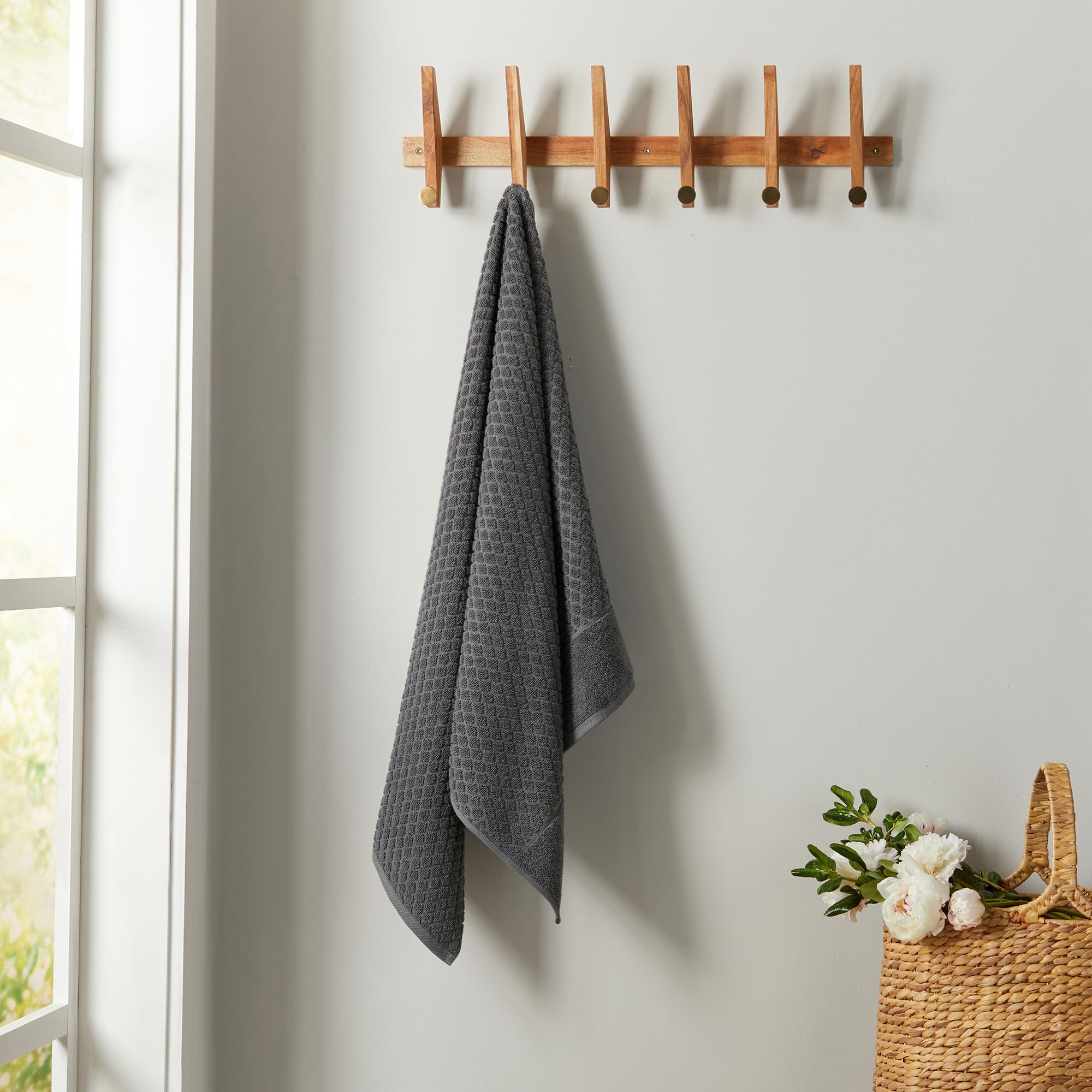 Great Bay Home 100% Cotton Grey Hand Towels  6 Soft Bathroom Hand Towels  Highly Absorbent, Quick Dry Bath Towels  Grayson Colle