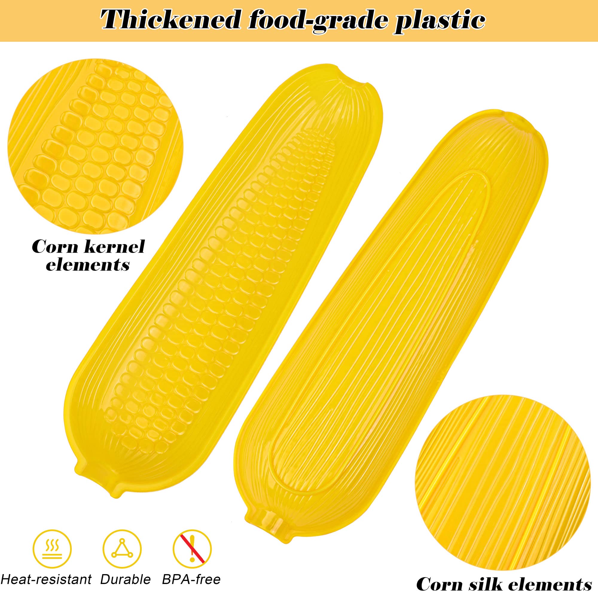 Aodaer 8 Pieces Plastic Corn Trays Corn Cob Holders And Dish Set With 2 Corn Butter Spreaders Corn On The Cob Skewers Service Tr