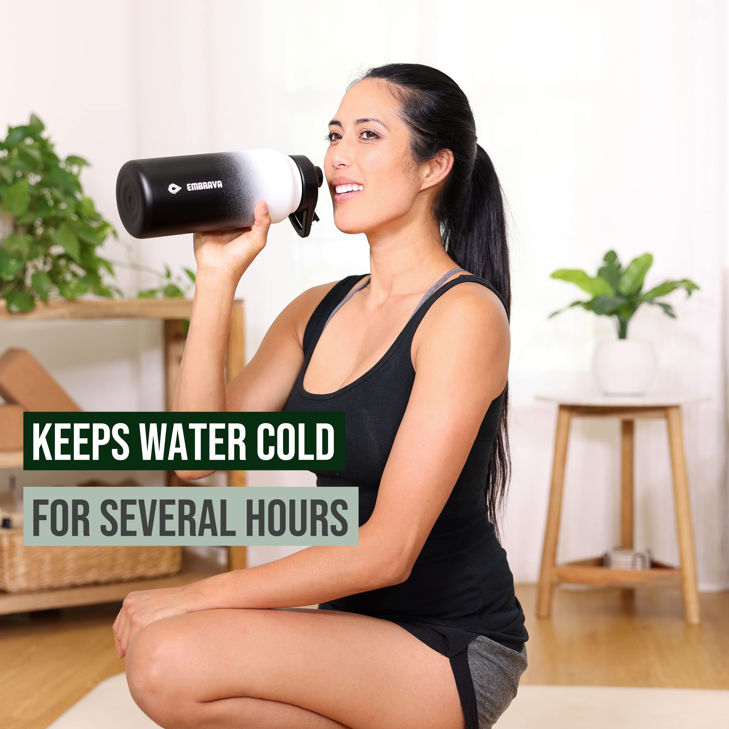 Embrava Insulated Sports Water Bottle - 32Oz - Quick Open Lid For Gym, Workouts And Outdoors - Leak Proof - Bpa & Bps Free - Dou