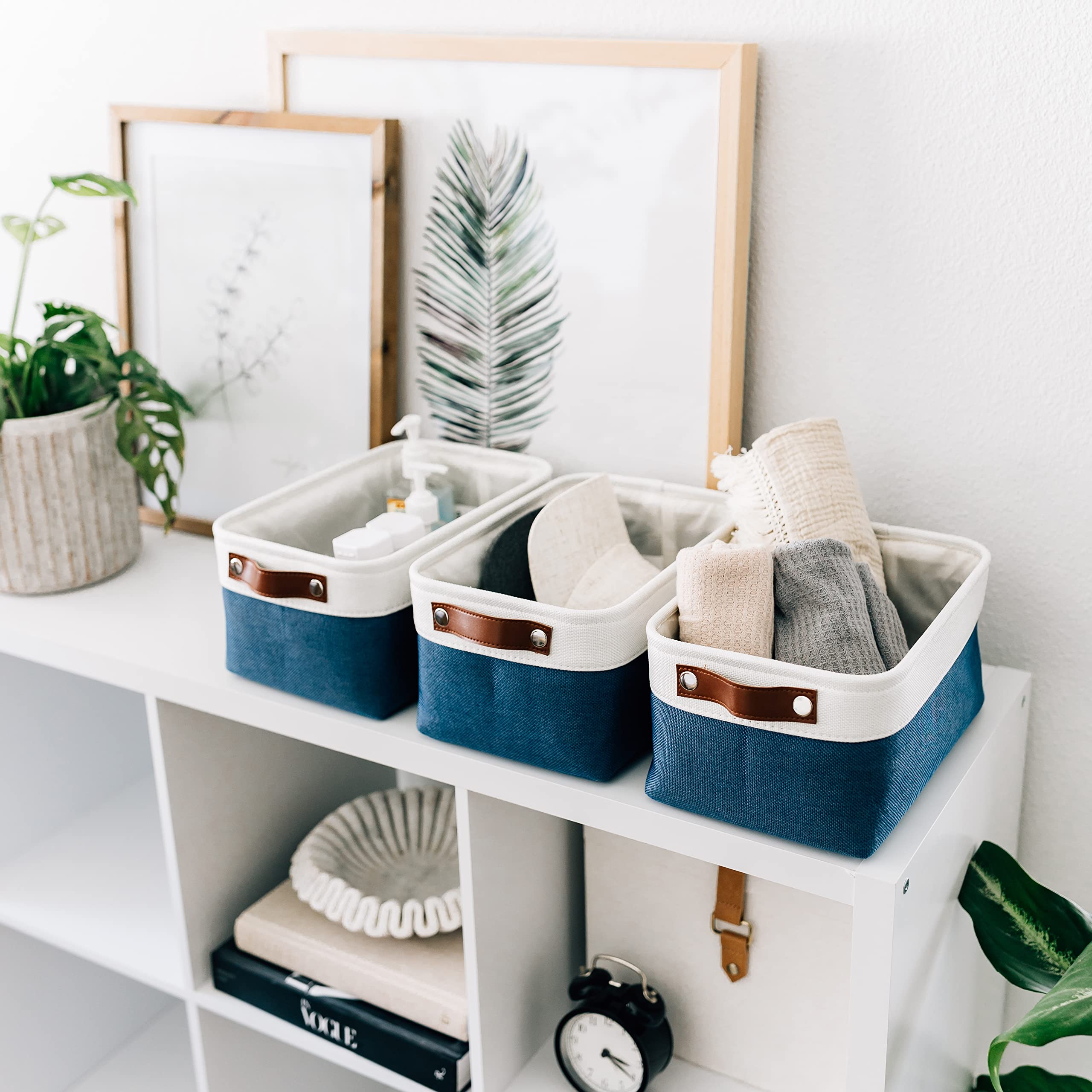 Organihaus Small Fabric Storage Baskets For Shelves 6 Pack | 12X8In Closet Storage Bins For Shelves | Cloth Baskets For Organizi