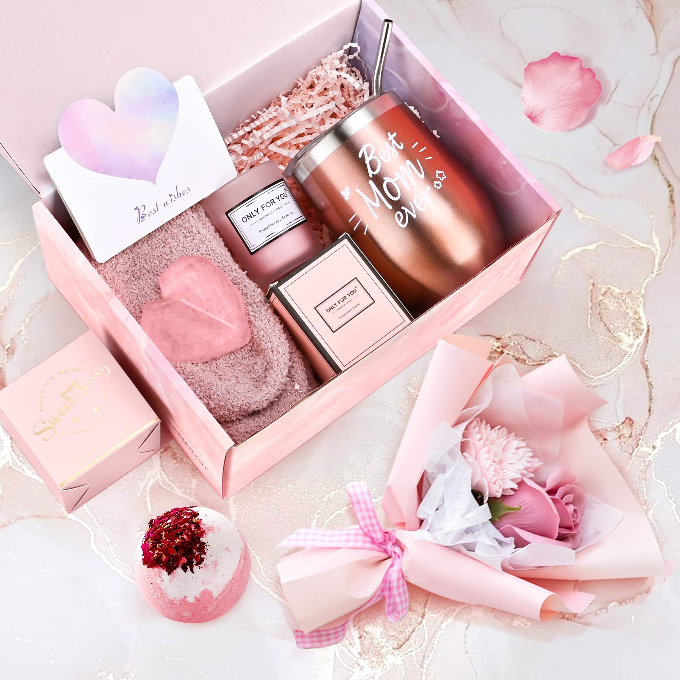 Jupozop New Mom Gifts For Women After Birth, Birthday Gifts For Mom From Daughters, Relaxing Gifts For Mom Baskets, Gift Basket