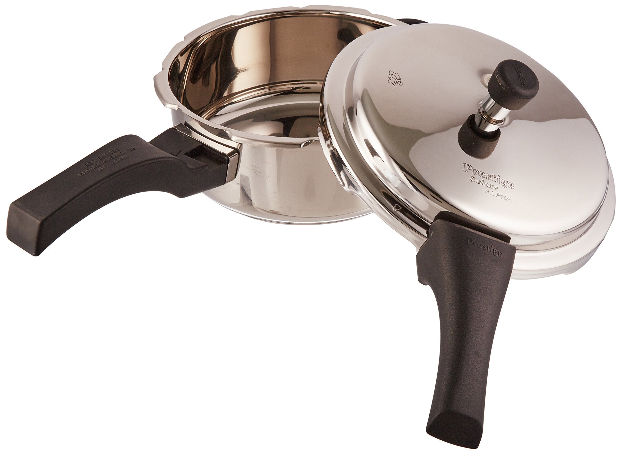 Prestige 3L Alpha Deluxe Stainless Steel Pressure Cooker, Induction Base, Silver, Model PRDA3