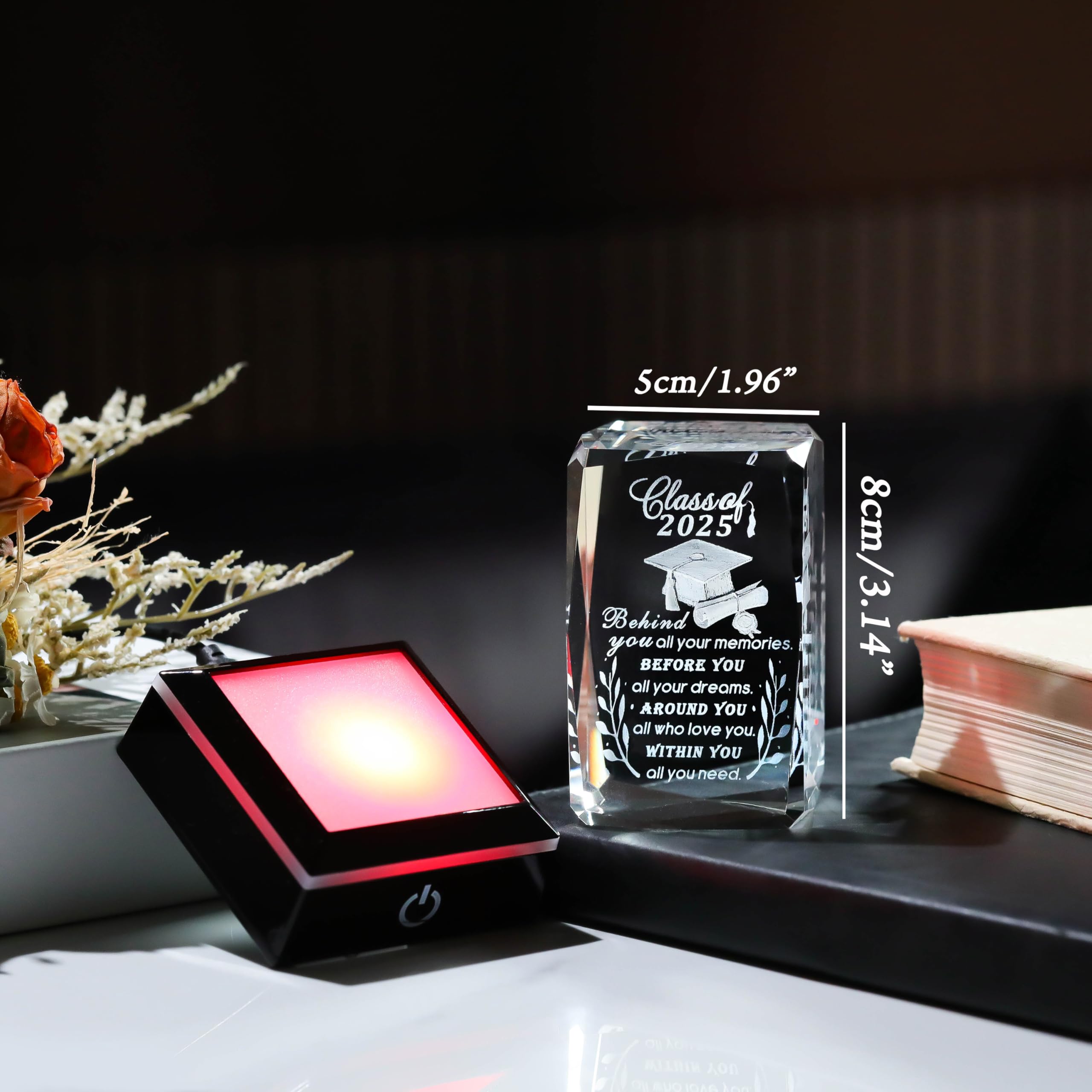 Movdyka Graduation Gifts for Her Him 2025 Unique - 3D Layser Engraved Class of 2025 with Base, High School College Graduation Gi