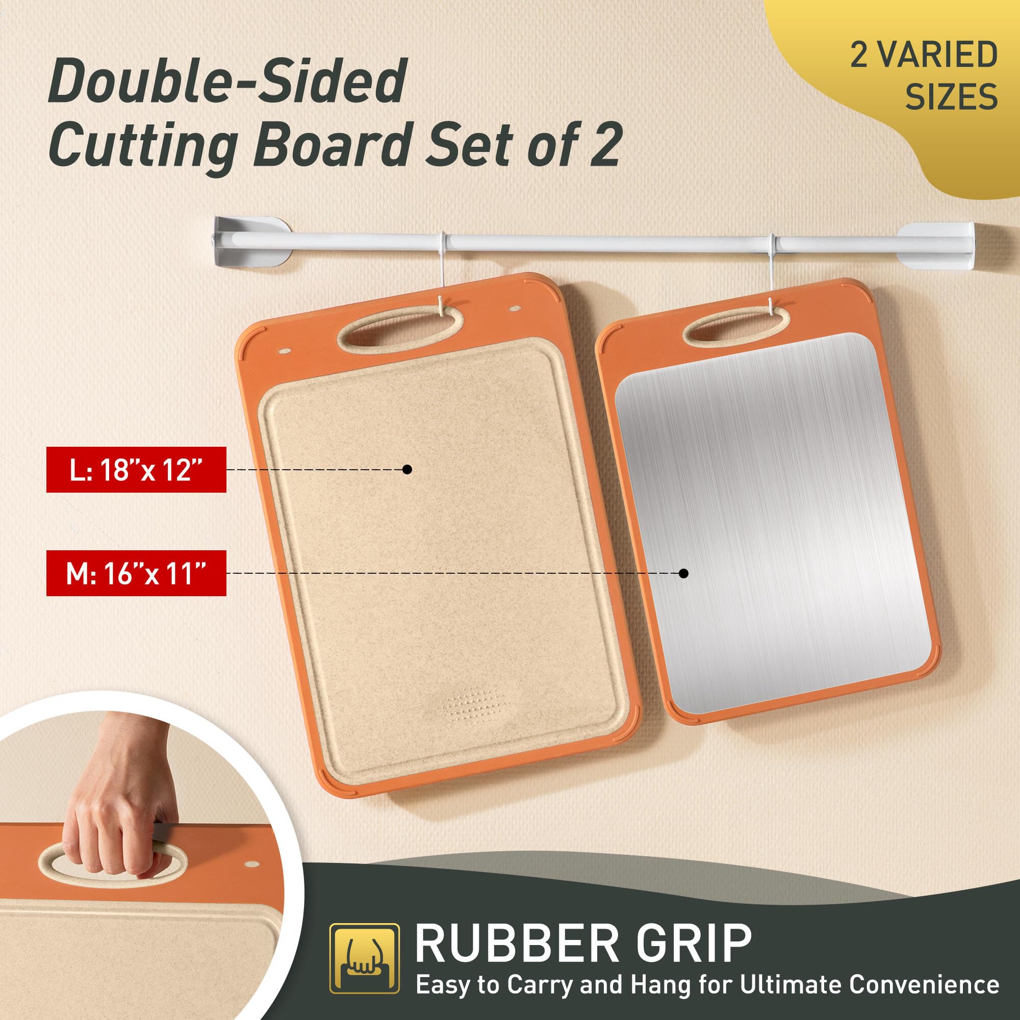 2 in 1 Stainless Steel Cutting Board with Handle 2 Packs Women Her Sister Aunt Wife Hustband Lady Auntie Titi Bestie Soul Happy