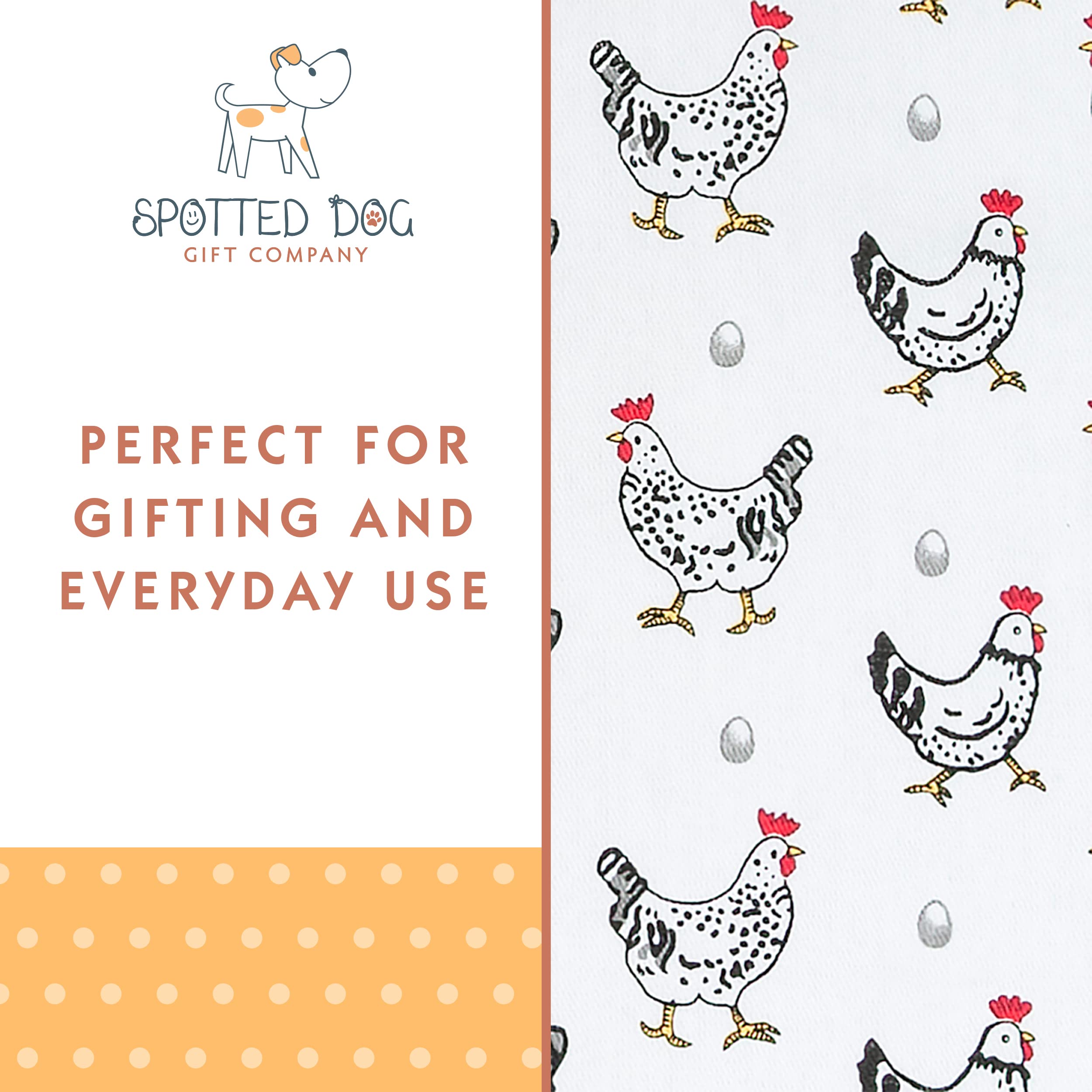 Spotted Dog Gift Company Chicken Kitchen Towels, Dish Towels For Drying, Tea Towels, Cute Decorative Kitchenware Farm Animal The