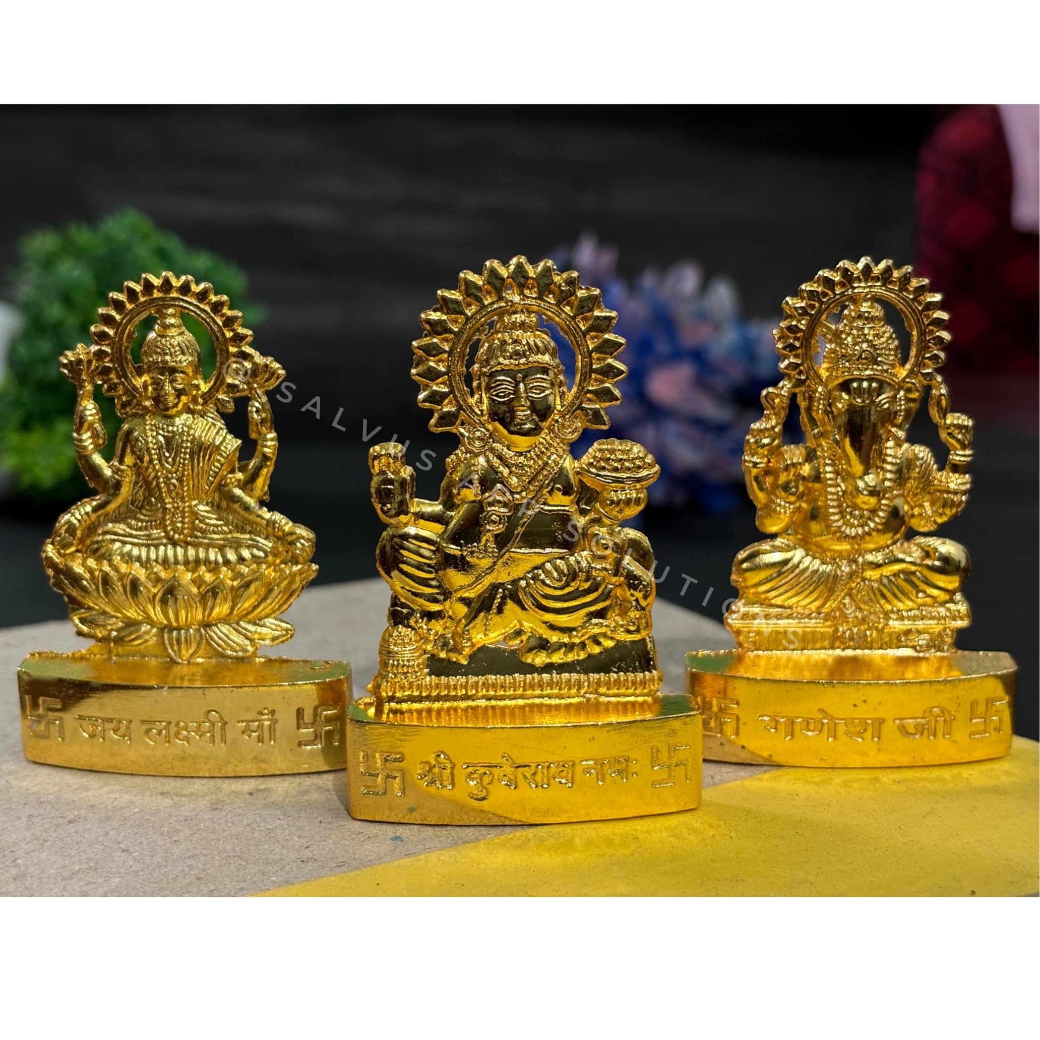 Salvus App Solutions Metal Laxmi Ganesh Kuber Idol - Diwali Prosperity Set - Enhance Your Festivities With This Divine Set, Perf