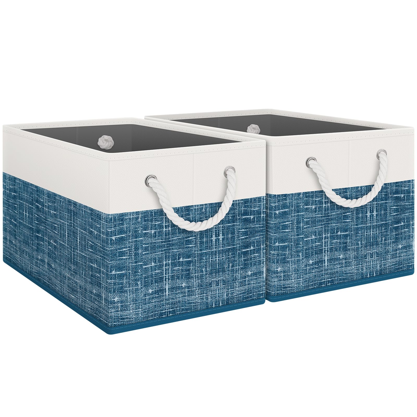Fab Totes Storage Bins [2-Pack], Foldable Storage Baskets For Organizing Toys, Books, Shelves, Closet, Large Storage Box With Ro