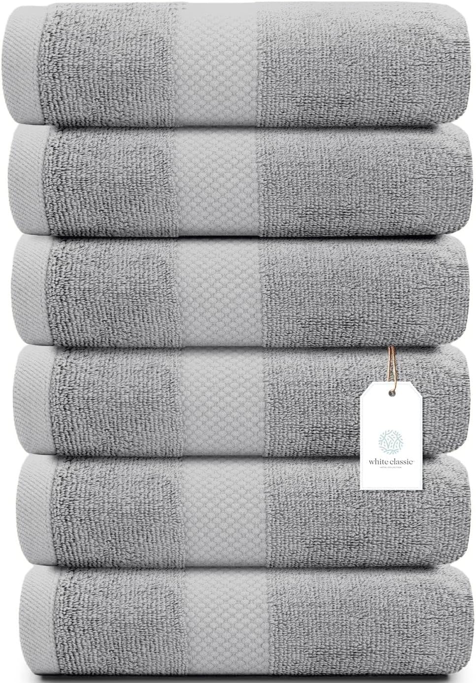 White Classic Luxury Dolphin Gray Hand Towels - Soft Circlet Egyptian Cotton | Highly Absorbent Hotel Spa Bathroom Towel Collect
