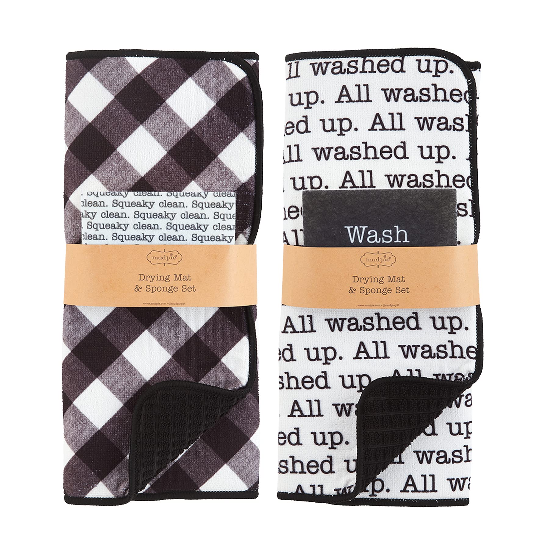 Mud Pie 41540009A Drying Set, Sponge 5'' X 3'' | Mat 20'' X 15'', Washed Up