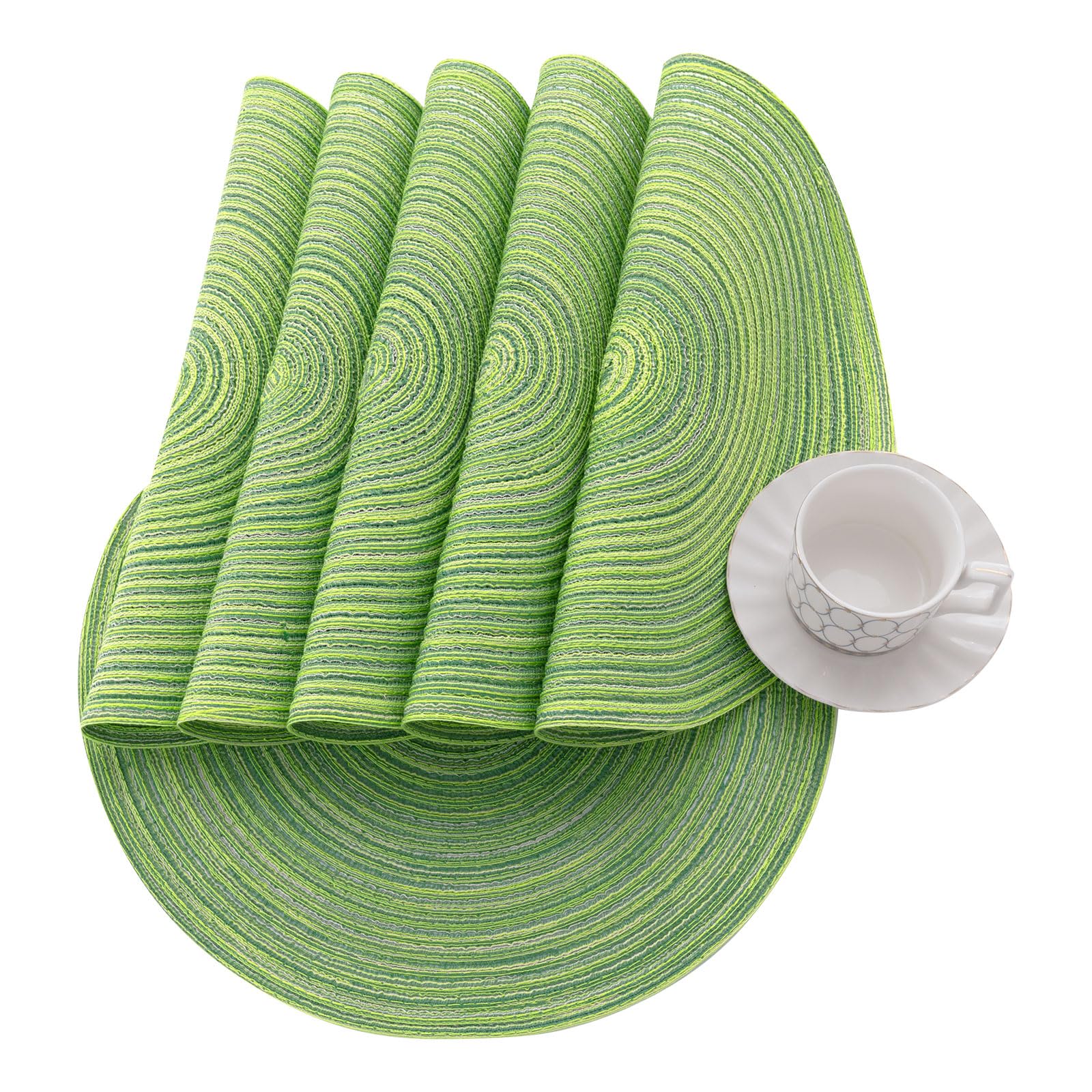 SHACOS Round Placemats Set of 6 for Dining Tables 15 inch Cotton Braided Placemats Washable Reversible for Kitchen Holiday Party