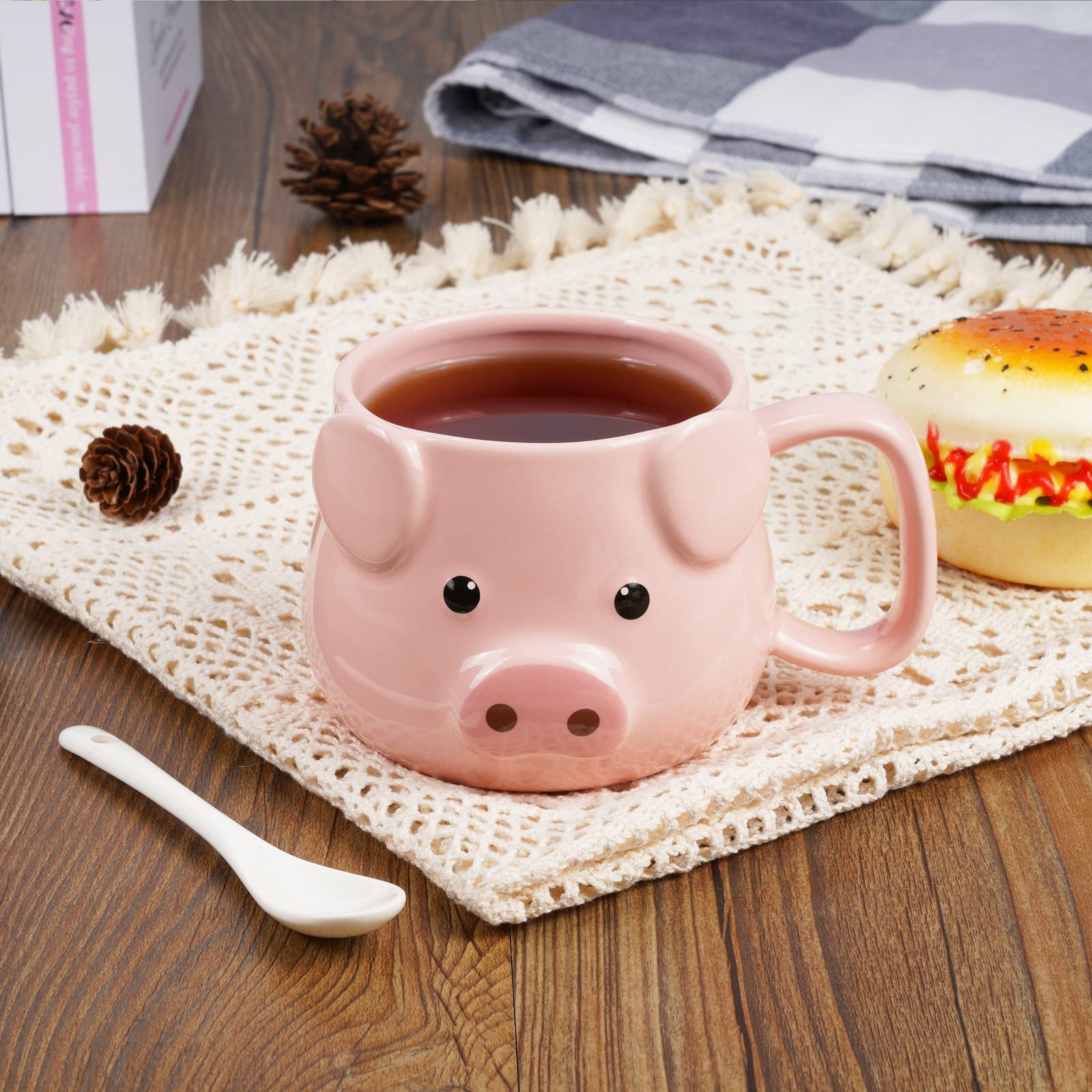 Tocooto Pig Coffee Mug 14 Oz Ceramic Novelty Coffee Mug 3D Porcelain Tea Mug For Women Christmas Housewarming Holiday Birthday G