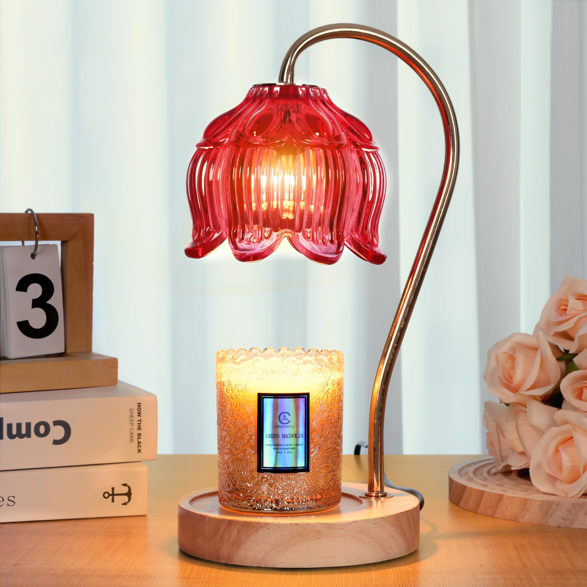 Merrtody Flower Candle Warmer Lamp with Timer & Dimmer - Fits All Jar Scented Candles - Valentine s & Mother s Day Gift for Wo