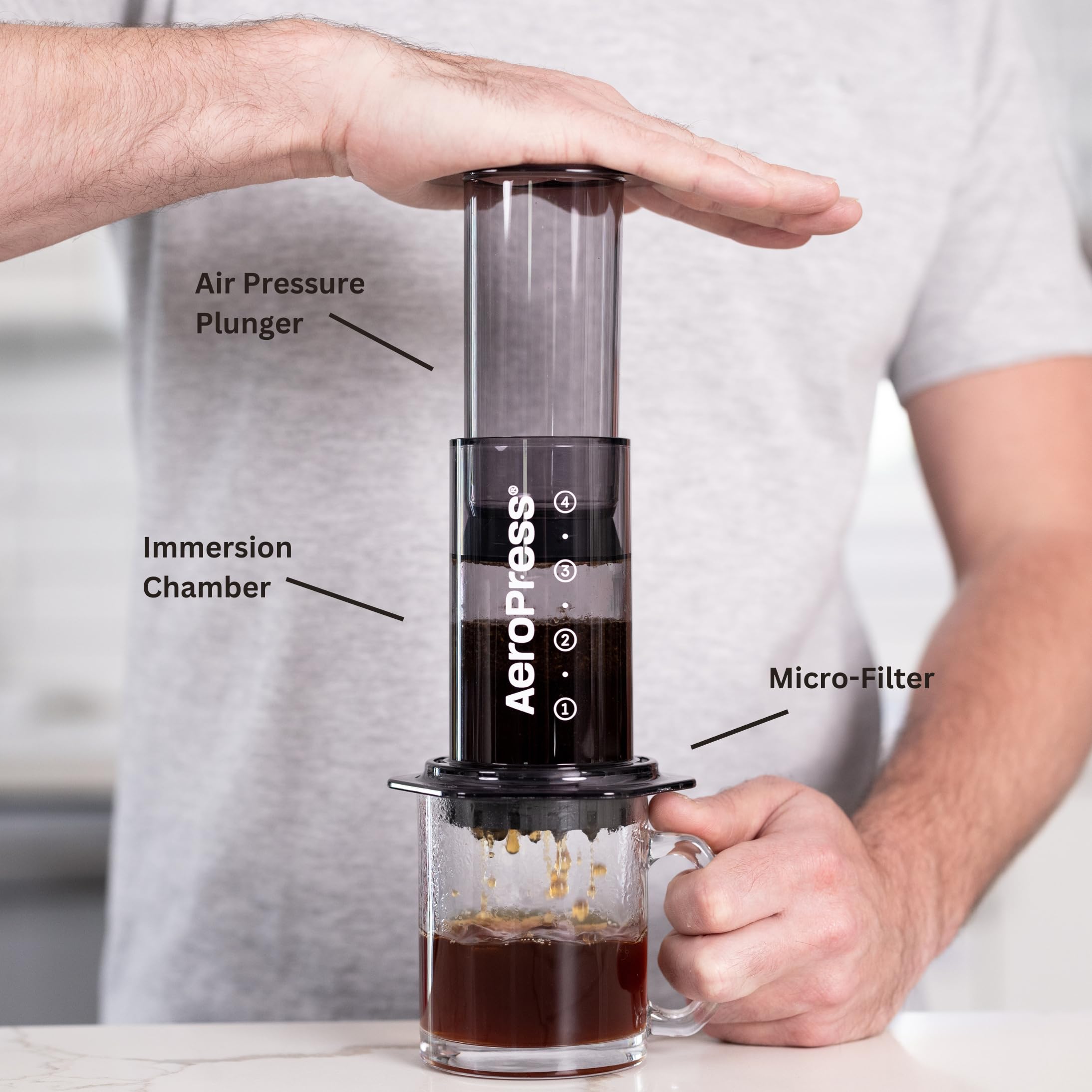 Aeropress Clear Black Coffee Press - 3 In 1 Brew Method Combines French Press, Espresso, Full Bodied Coffee Without Grit Or Bitt