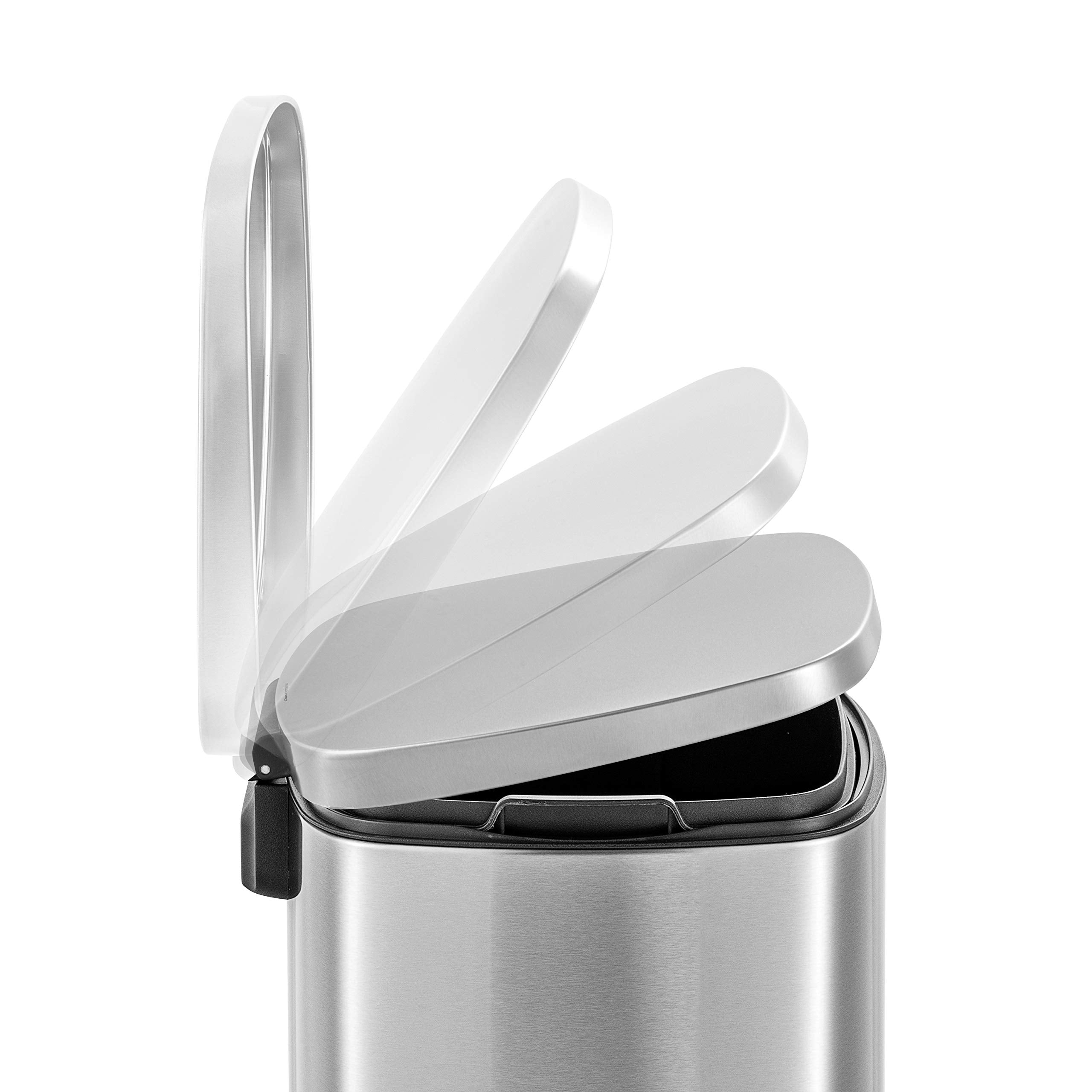 QUALIAZERO 50L/13Gal Heavy Duty Hands-Free Stainless Steel Commercial/Kitchen Step Trash Can  Fingerprint-Resistant Soft Close Lid Trashcan  50L / 13 GAL