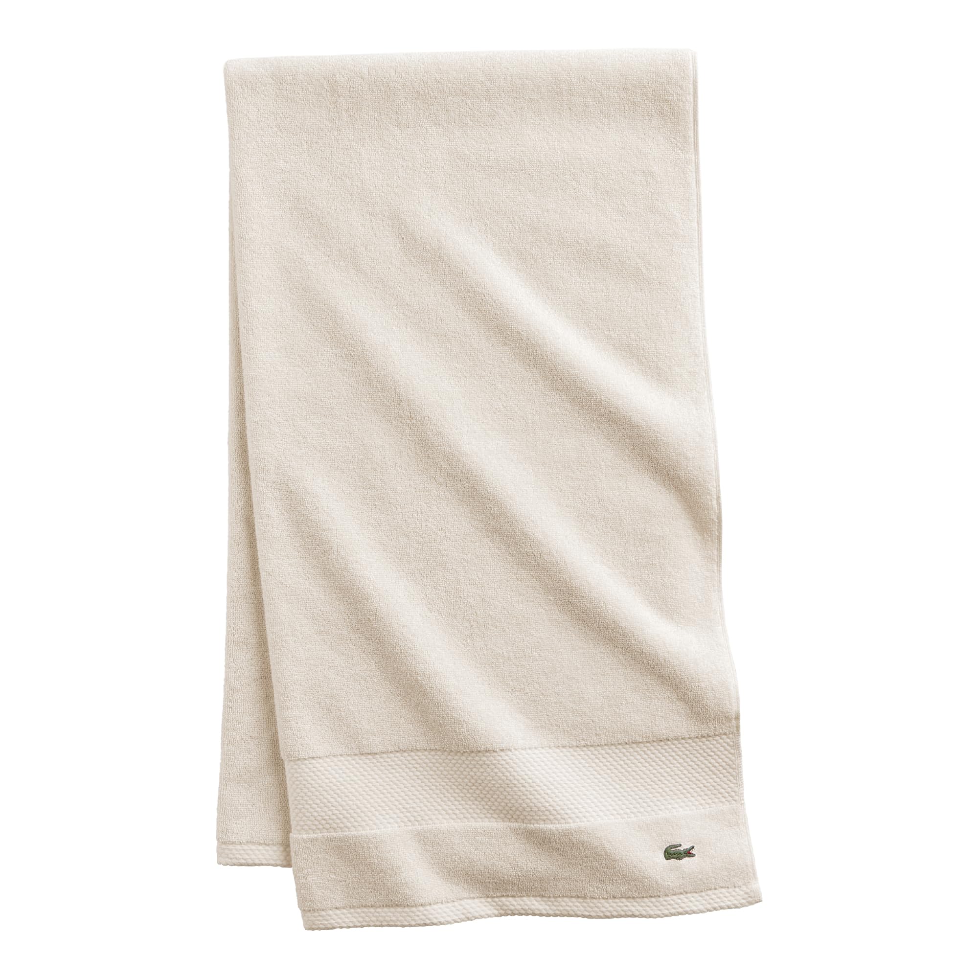 Lacoste Heritage Supima Cotton Bath Towel, Chalk, 30'' X 54''