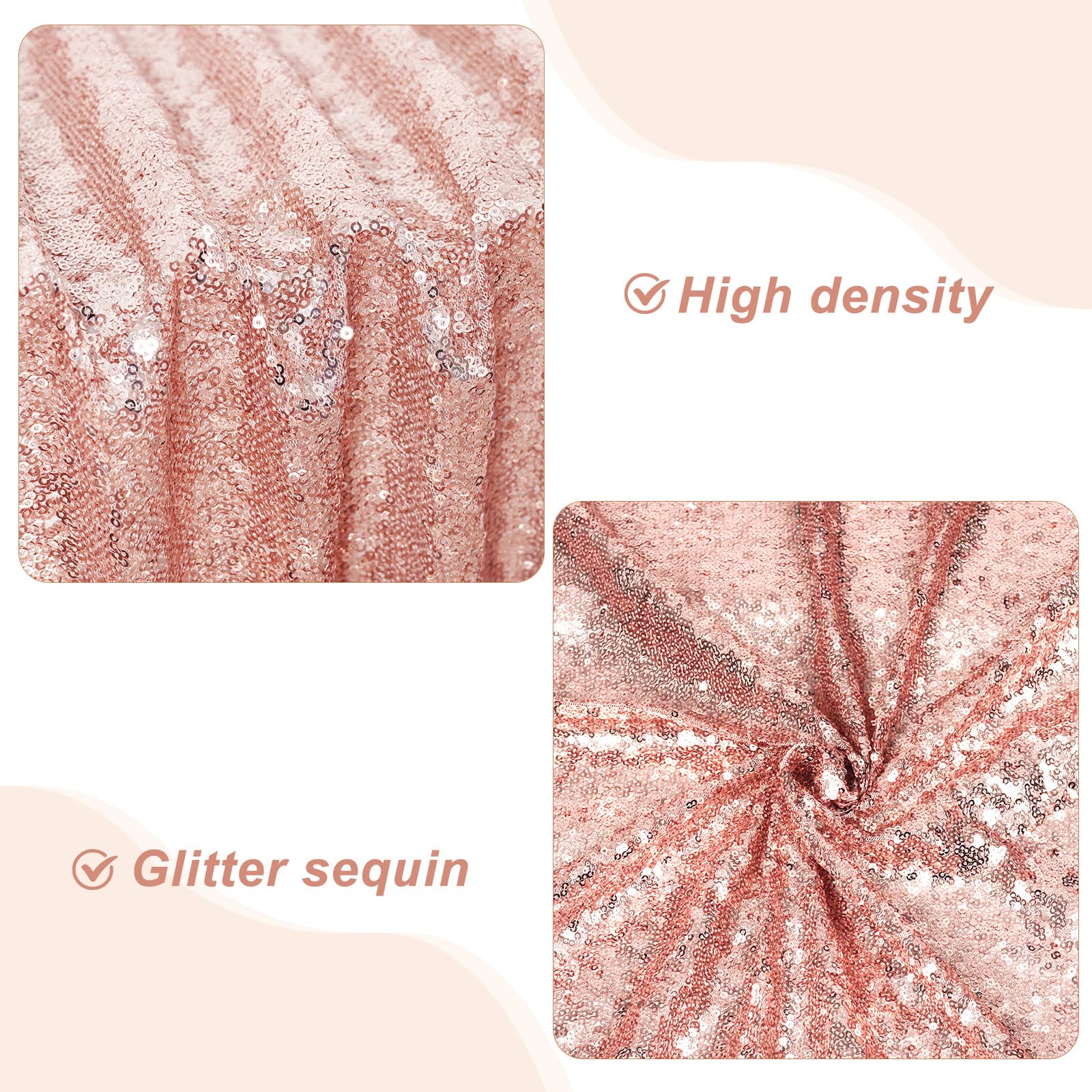 PartyDelight Sequin Tablecloth Rose Gold Rectangle 50x80 Shimmer Table Cloths Sparkle Glitter Decorations