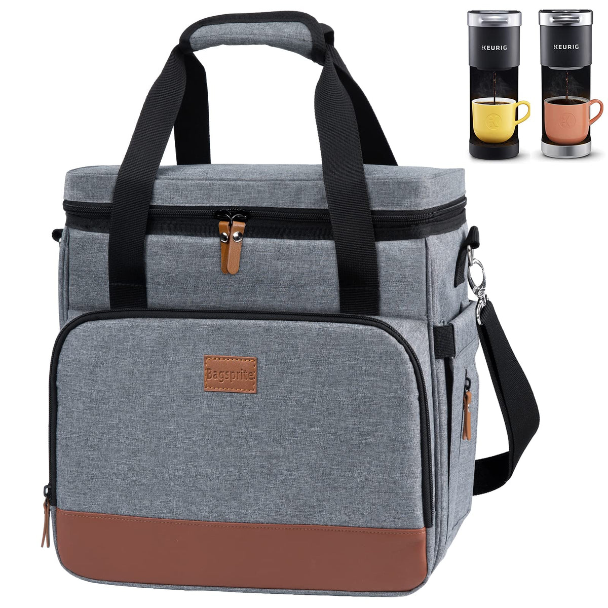 Coffee Maker Travel Bag Compatible With Keurig K-Mini Or K-Mini Plus, Single Serve Coffee Brewer Carrying Case With Multiple Poc