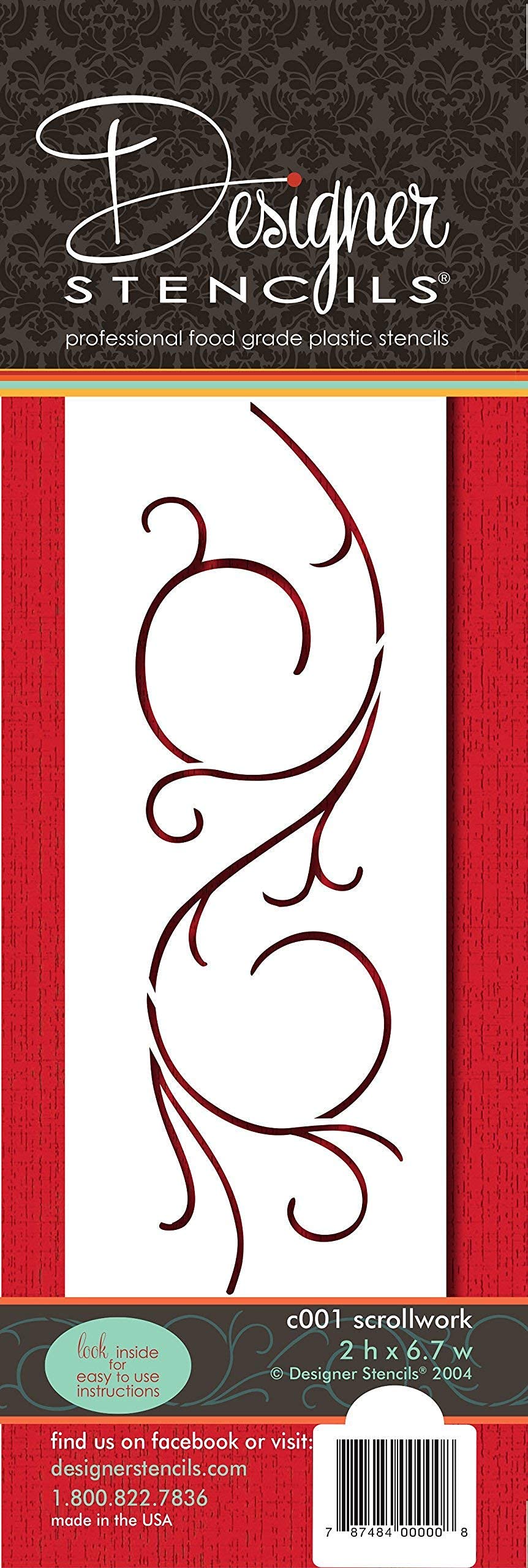 Designer Stencils Scrollwork Cake Stencil, Beige/Semi-Transparent
