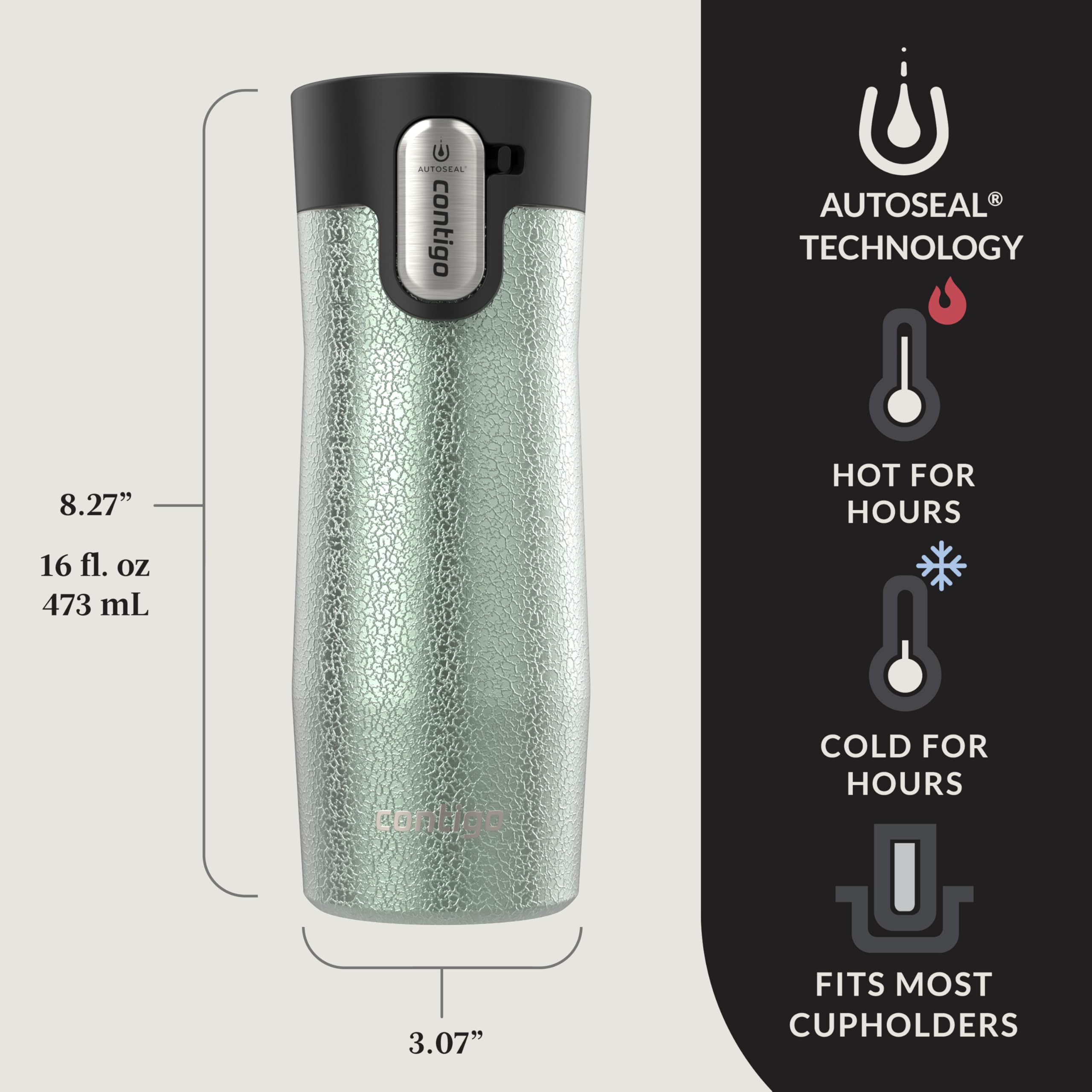 Contigo Autoseal West Loop Vacuum-Insulated Stainless Steel Travel Mug With Easy-Clean Lid, 16 Oz