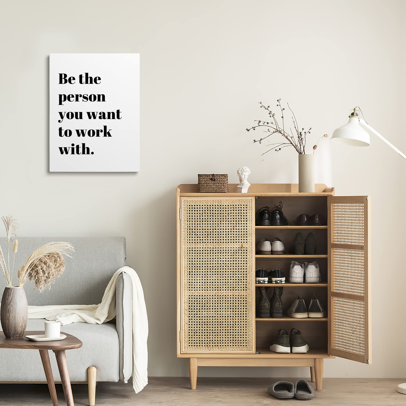 Xwelldan Be The Person You Want To Work With Inspirational Quote Wall Art Canvas Prints,Team Work Motivational Quotes Wall Art D