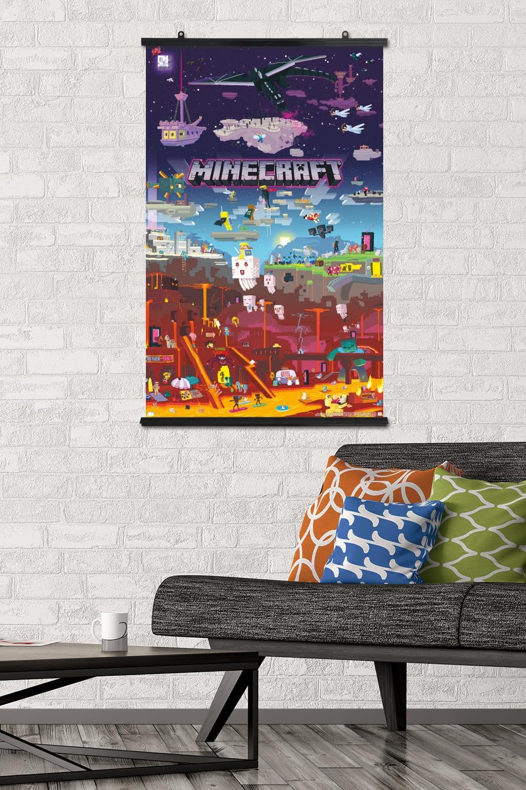 Trends International Minecraft - World Beyond Wall Poster, 22.375'' X 34'', Premium Poster & Clip Bundle