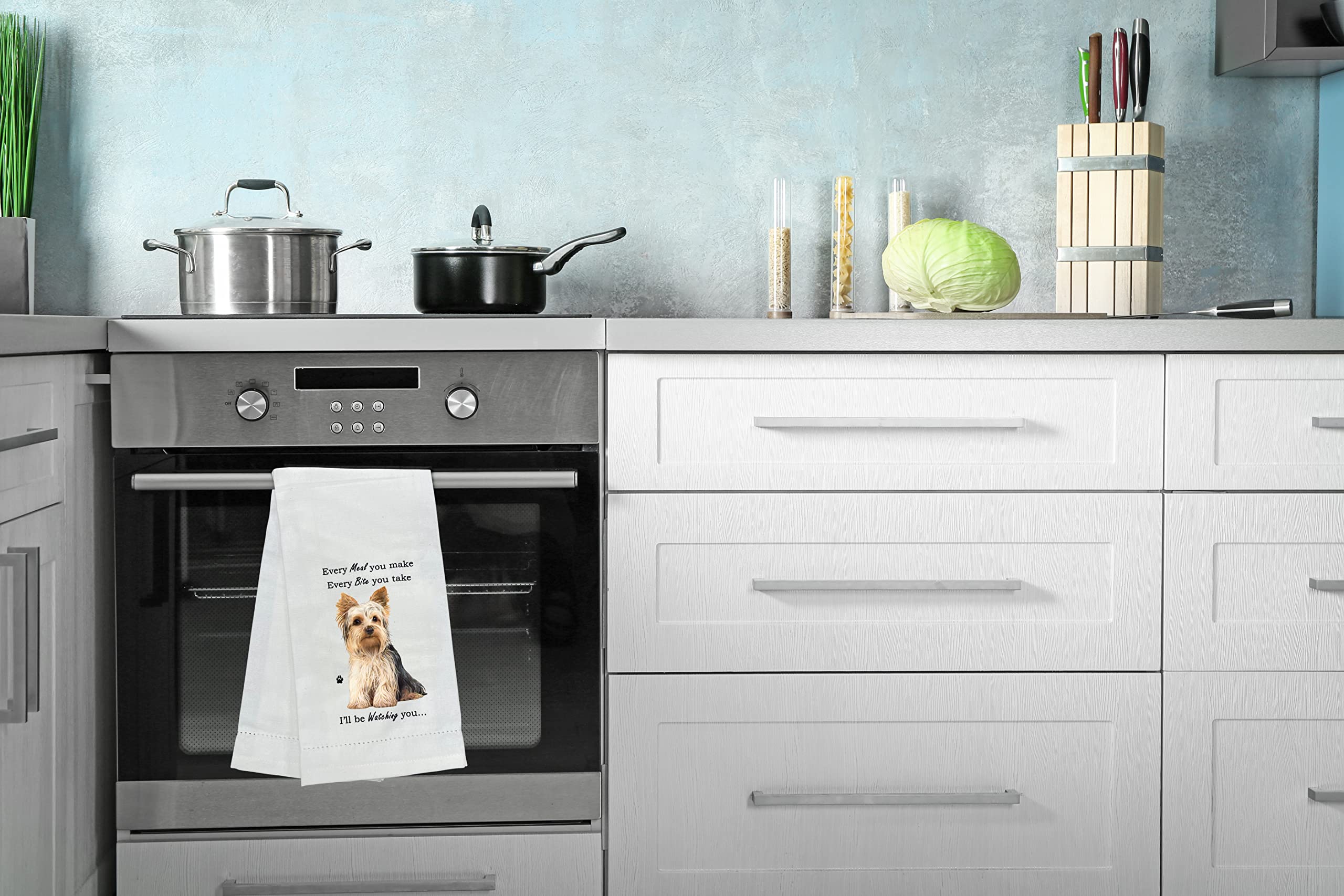 E&S Imports Yorkie Kitchen Towel - Soft Highly Absorbent - Yorkie Gifts - Dish Towels For Washing Dishes - Tea Towels - Reusable