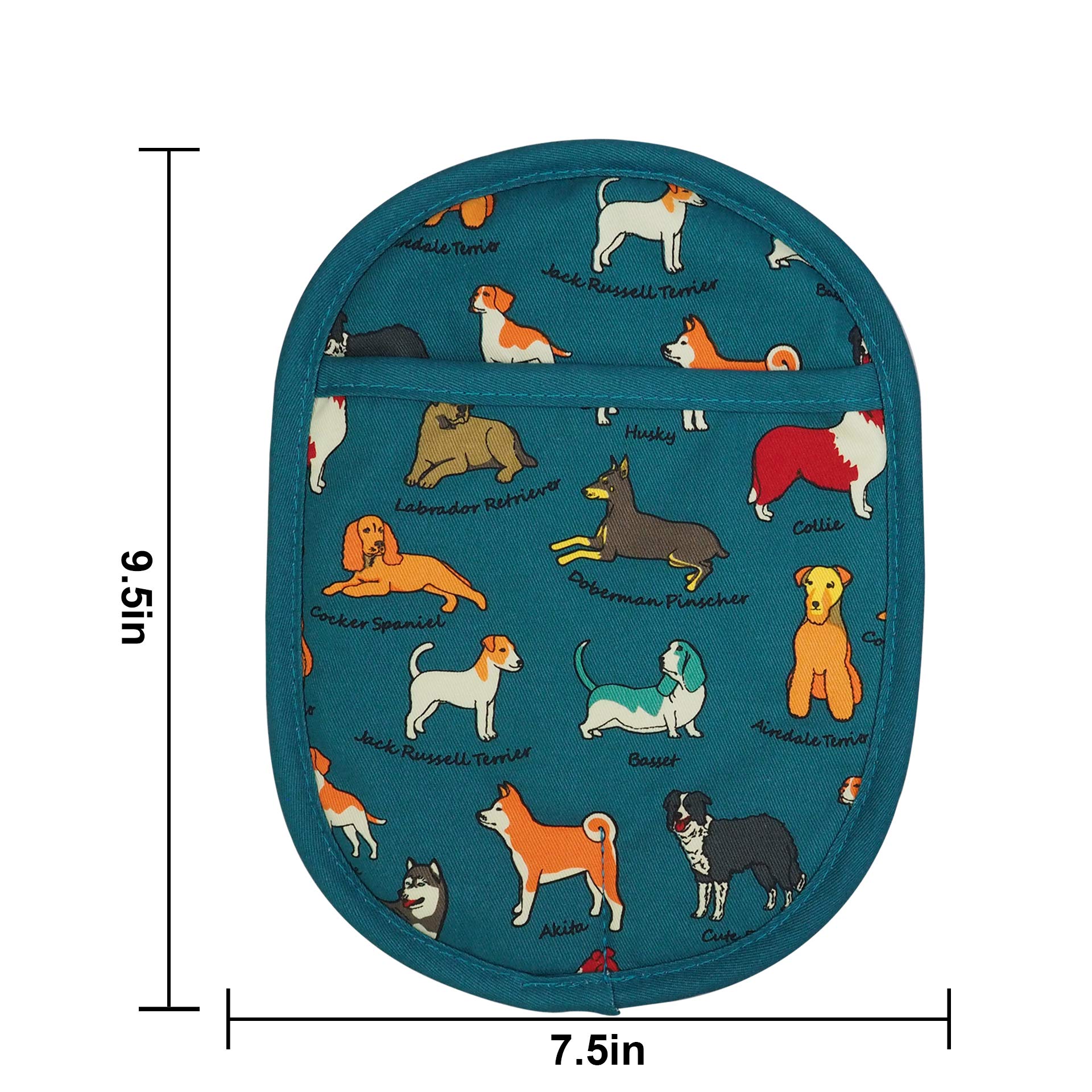 Pot Holders Set Of 2 With Transparent Clear Silicone Shell And Nice Dog Flower Cotton Lining, Heat Resistant To 500 F Kitchen Ov