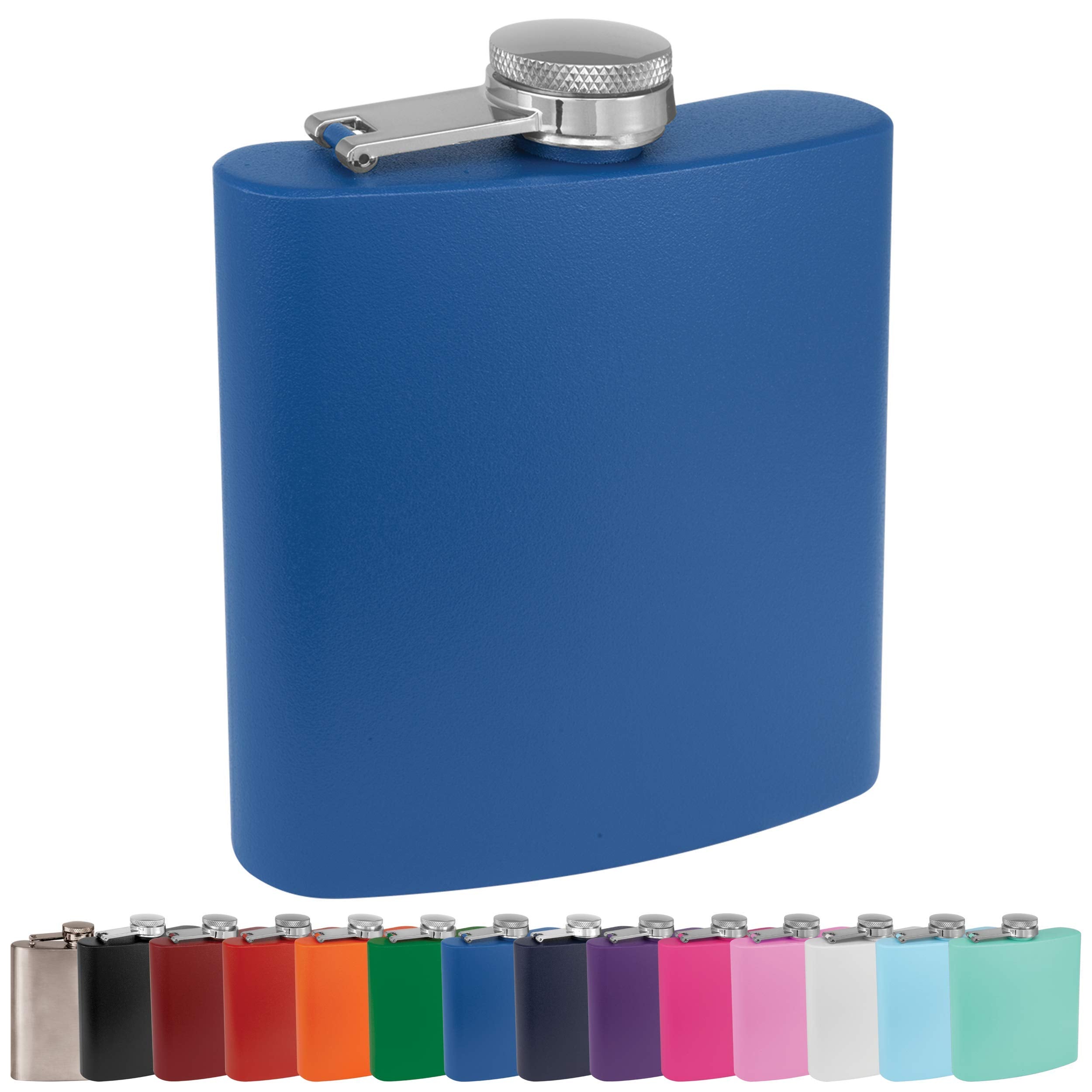 Clear Water Home Goods - 6 Oz Powder Coated Stainless Steel Hip Flask - Wedding Party - Groomsman - Bridesmaid (Matte Royal Blue