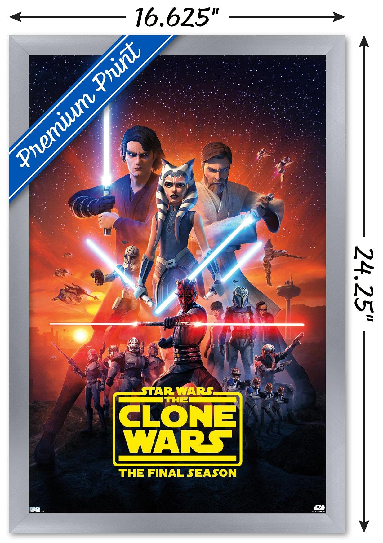 Trends International Star Wars: The Clone Wars - Season 7 Key Art Wall Poster, 14.725'' X 22.375'', Silver Framed Version