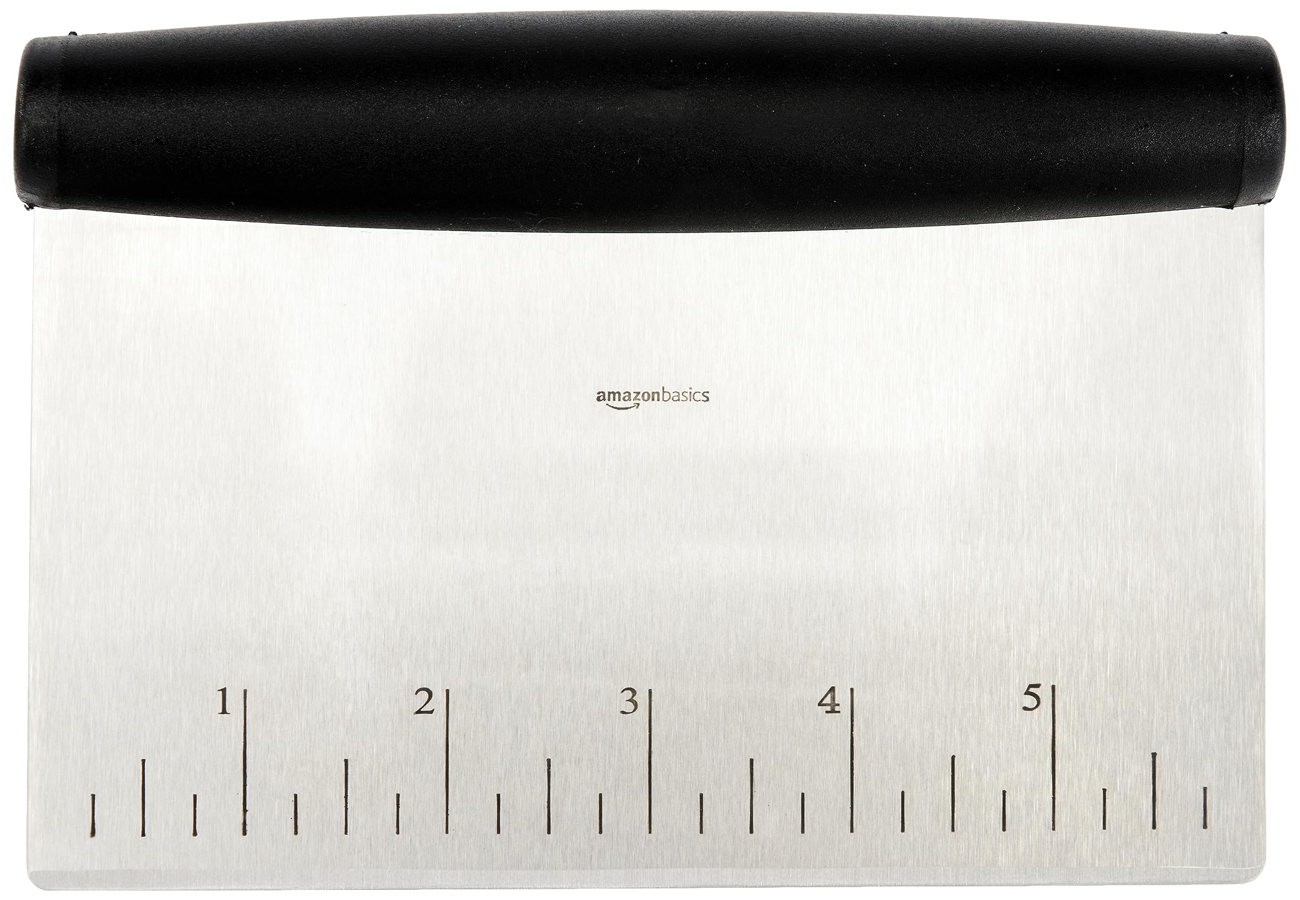 Amazon Basics Multi-Purpose Stainless Steel Scraper/Chopper With Contoured Grip, 6-Inch, Silver, Black