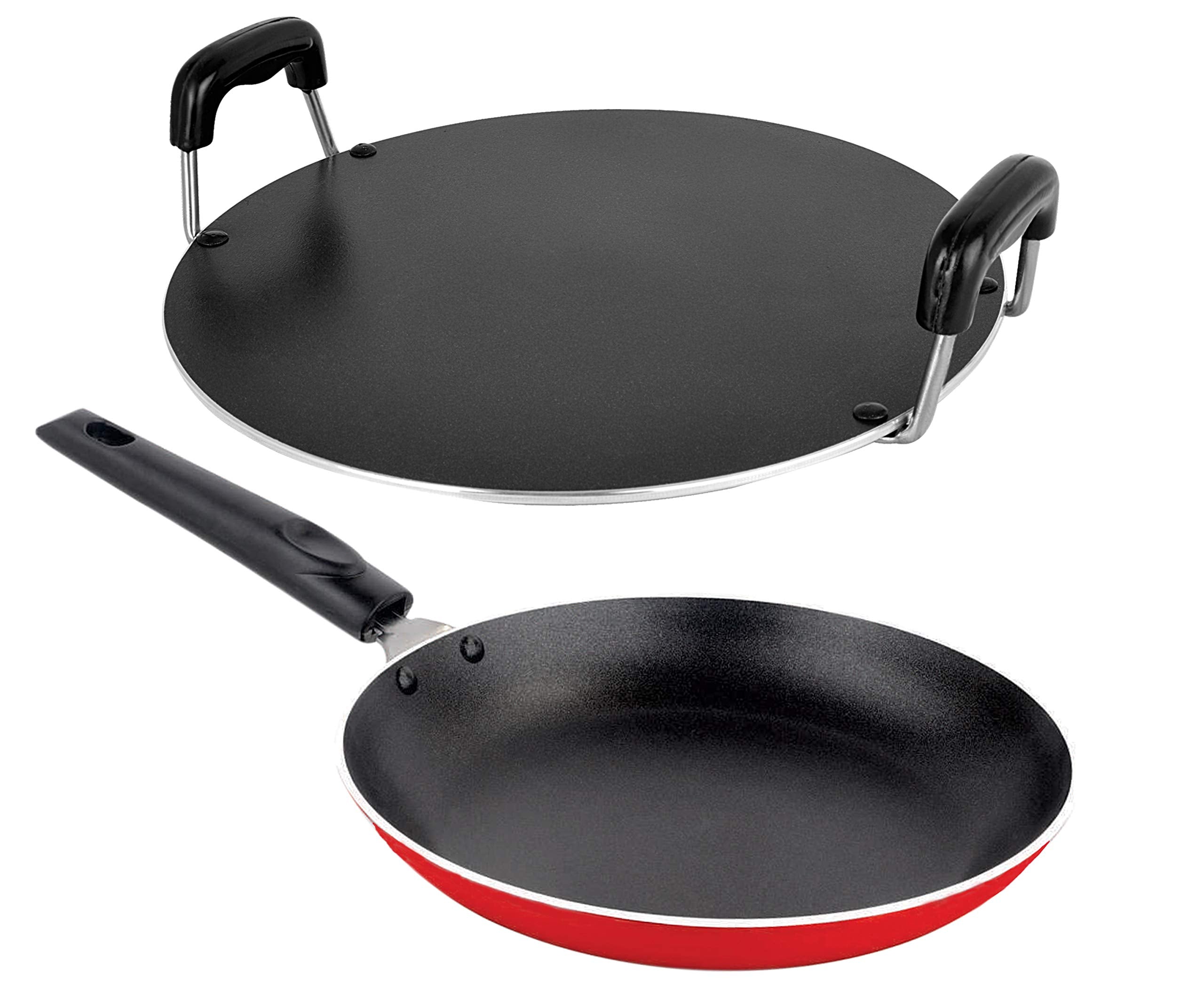 Nirlon NonStick Aluminium Kitchen Cookng Essential Combo Set, Tapper Pan, Round Tawa